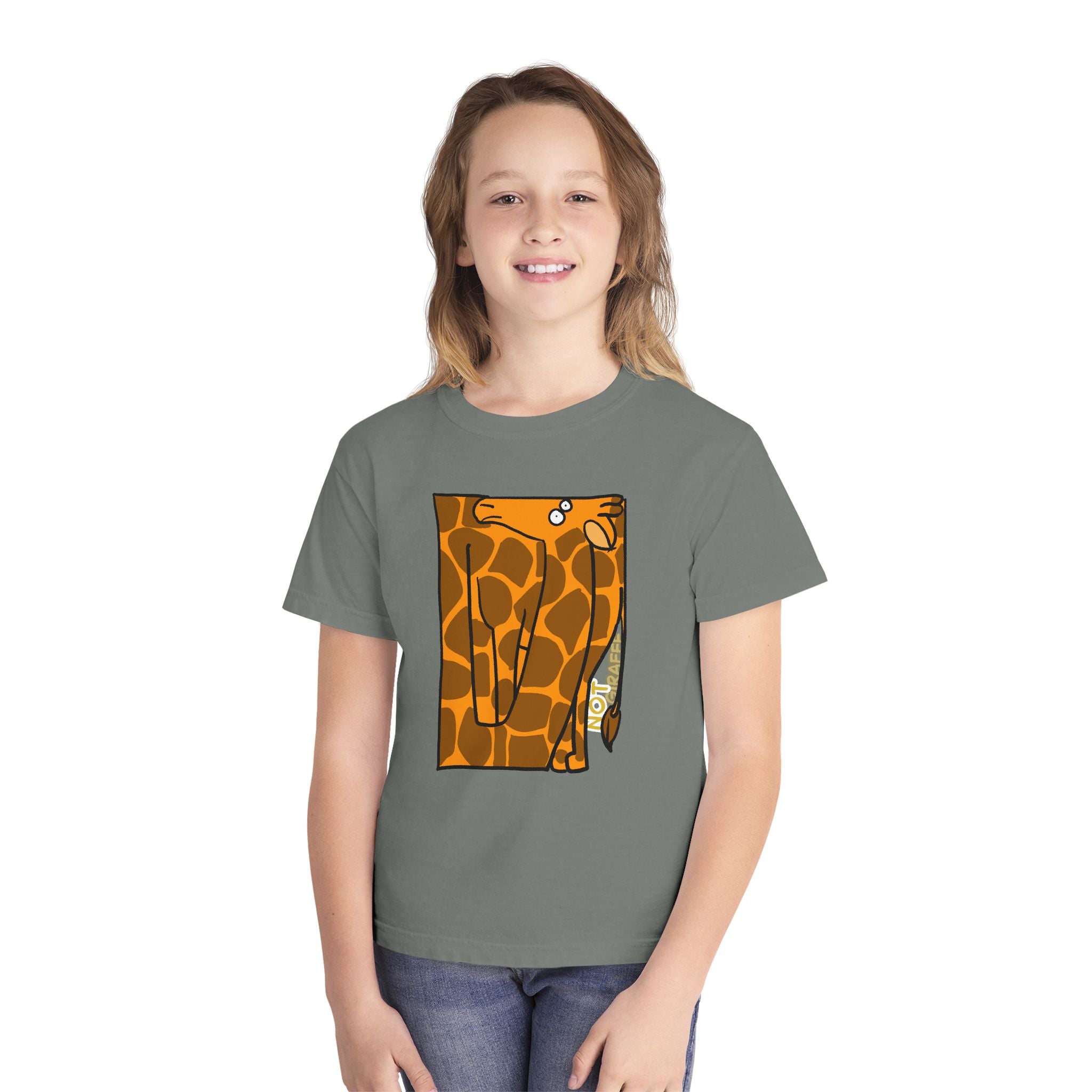 Giraffe Peek Kids Tee — Cute Peeking "Not Giraffe" Graphic Youth T-Shirt