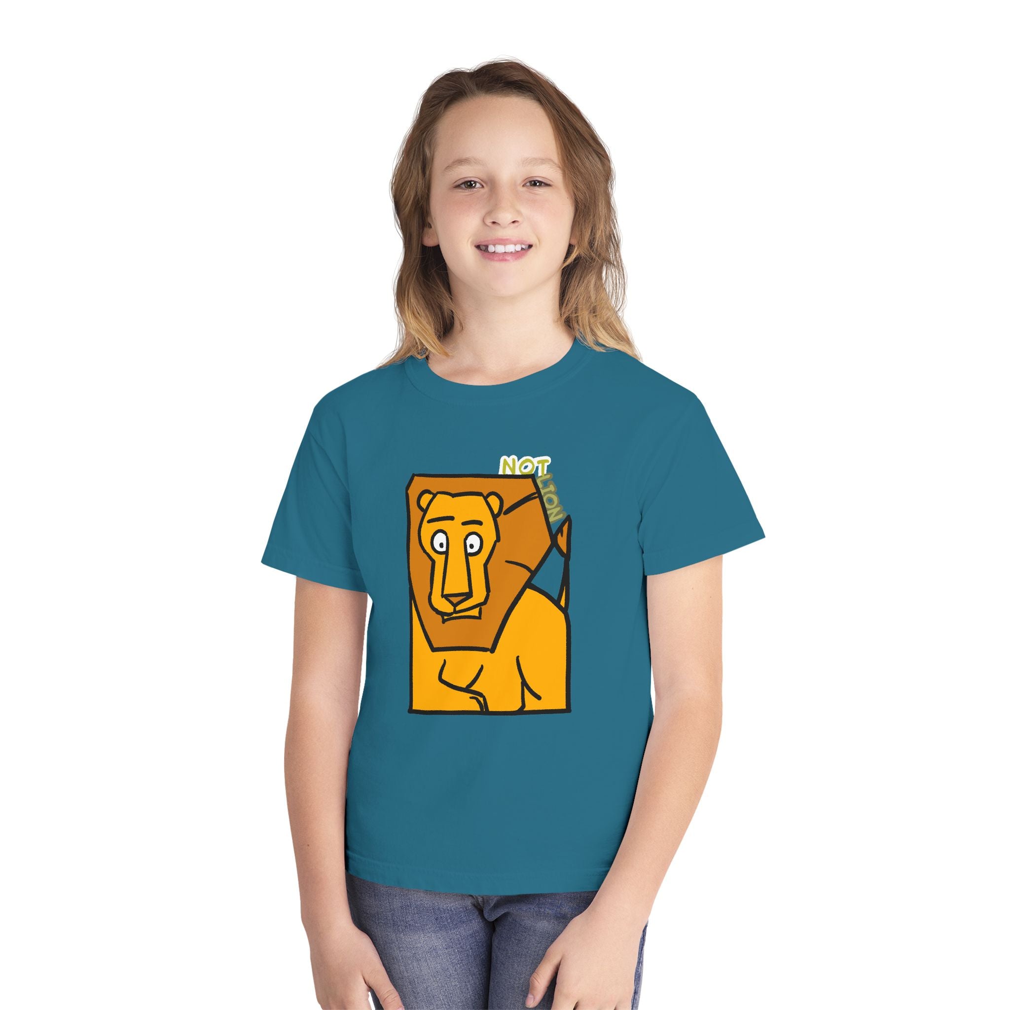 Lion Youth Tee — Playful 'NOT Lion' Graphic Kids T-Shirt