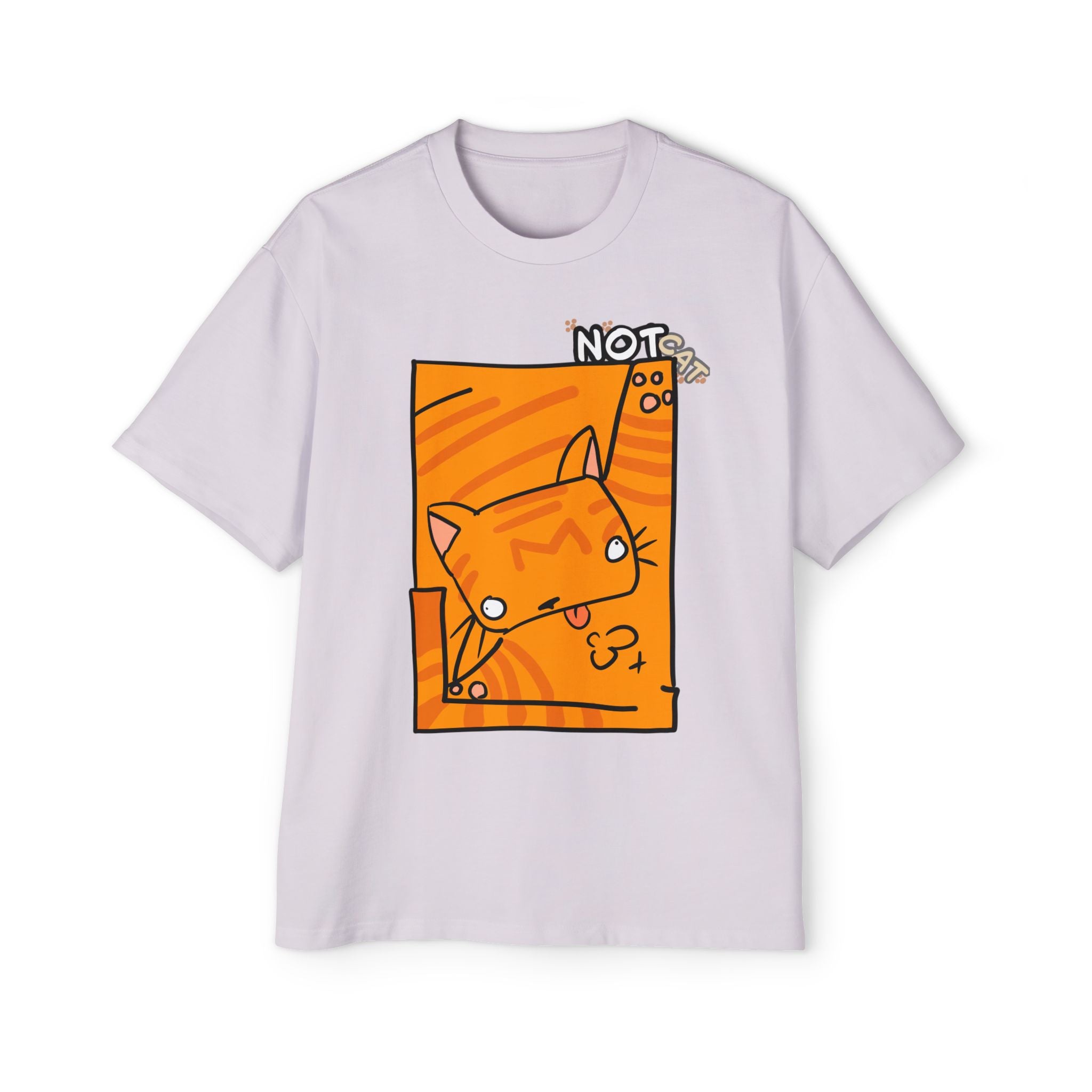 T-shirt graphique chat — « Pas chat » | T-shirt oversize chat orange dessin animé