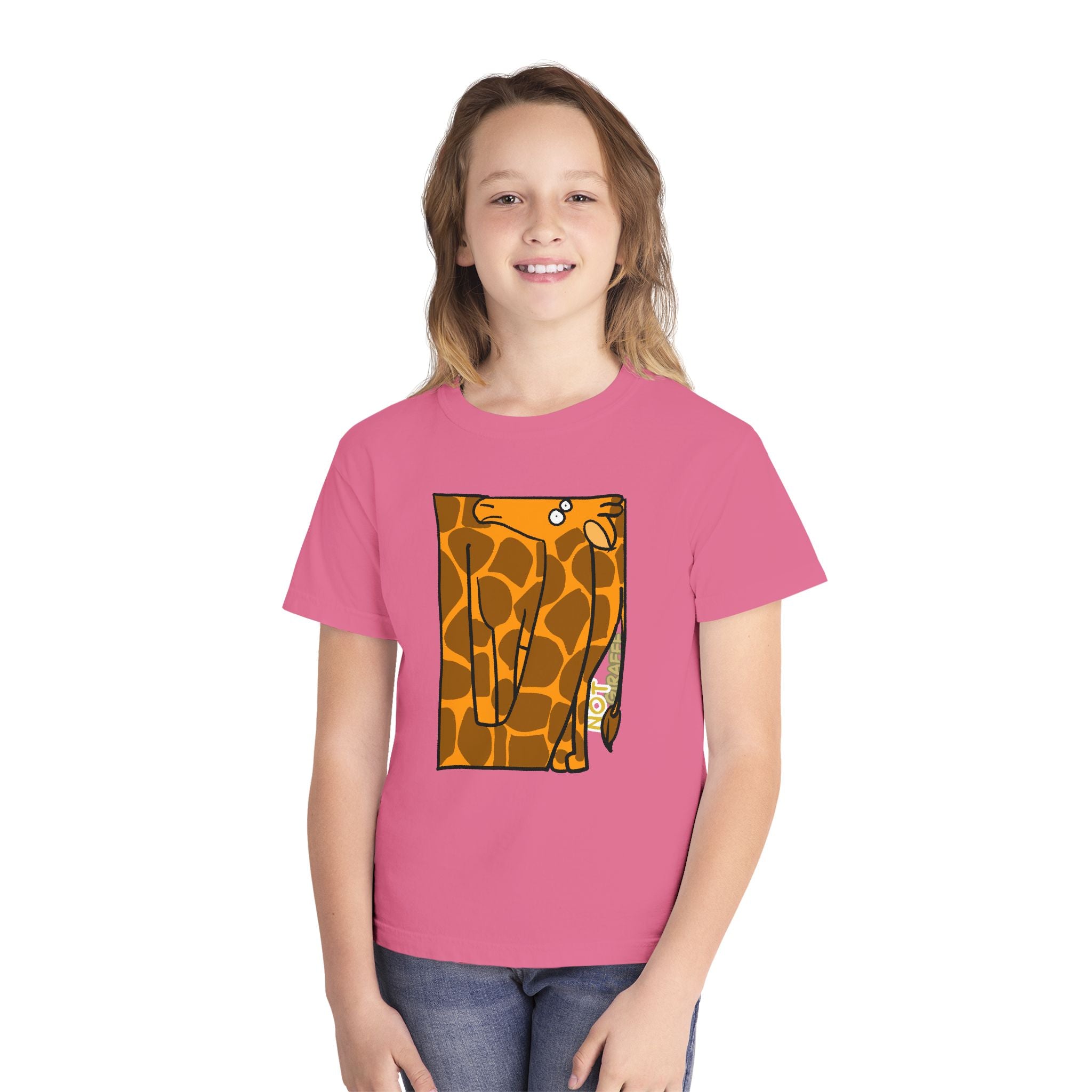Giraffe Peek Kids Tee — Cute Peeking "Not Giraffe" Graphic Youth T-Shirt