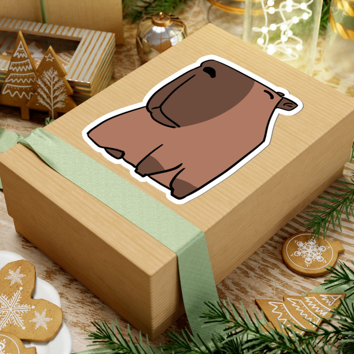 Cute Chill Capybara Kiss-Cut Sticker – Laptop & Water Bottle Decal
