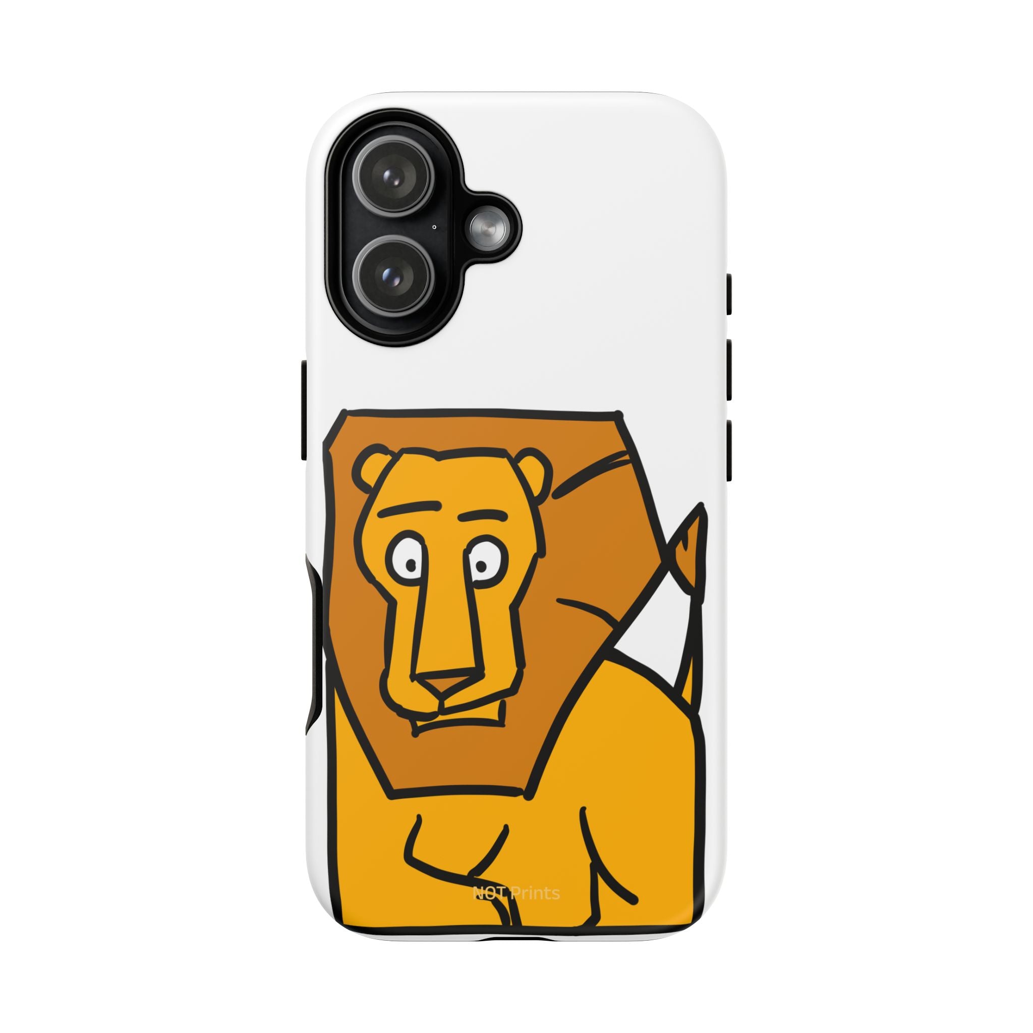 Lion Illustration Phone Case — Cute Bold Cartoon Lion Protective Cover