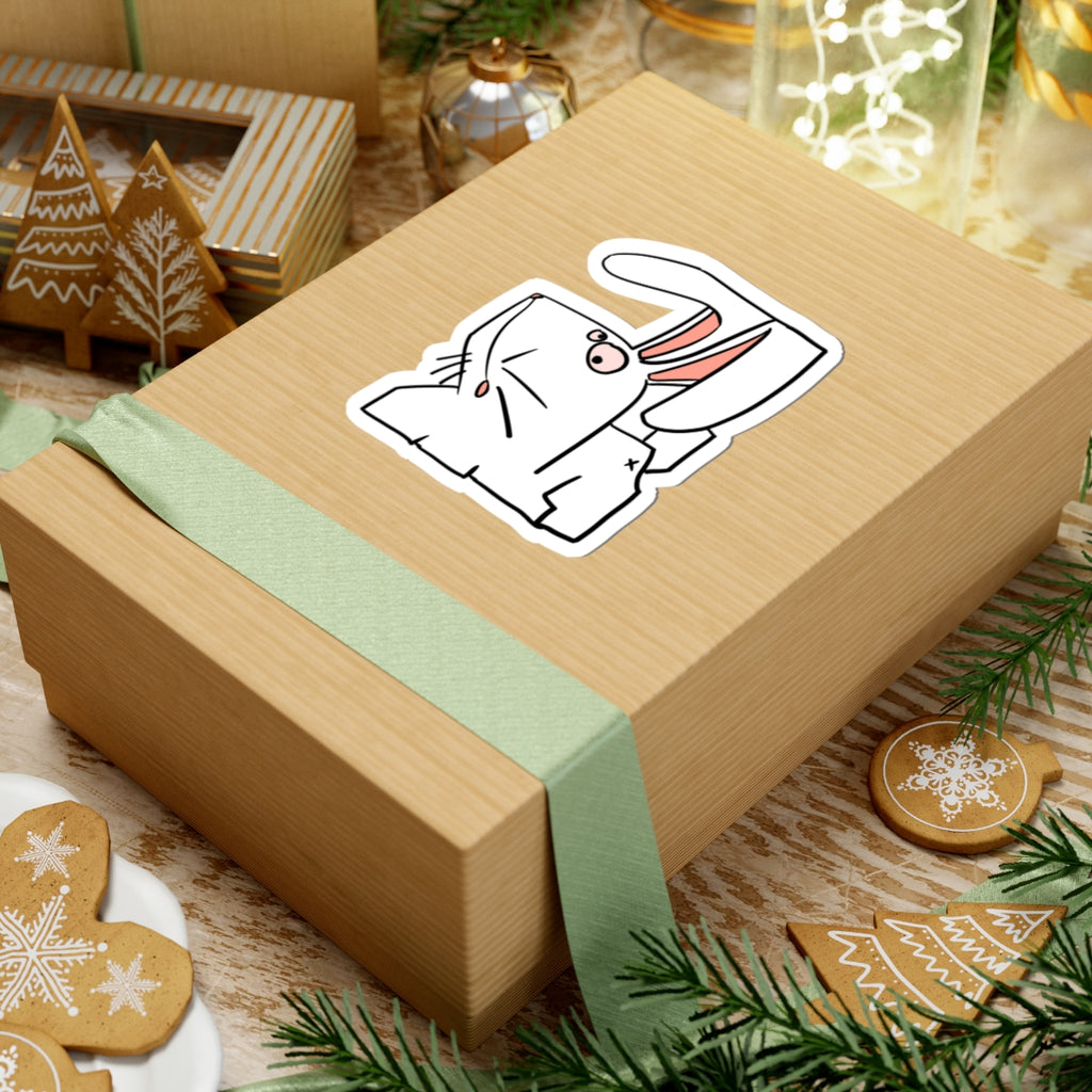 Autocollant Lapin Grognon — Adorable Autocollant Découpé à la Forme pour Ordinateur Portable