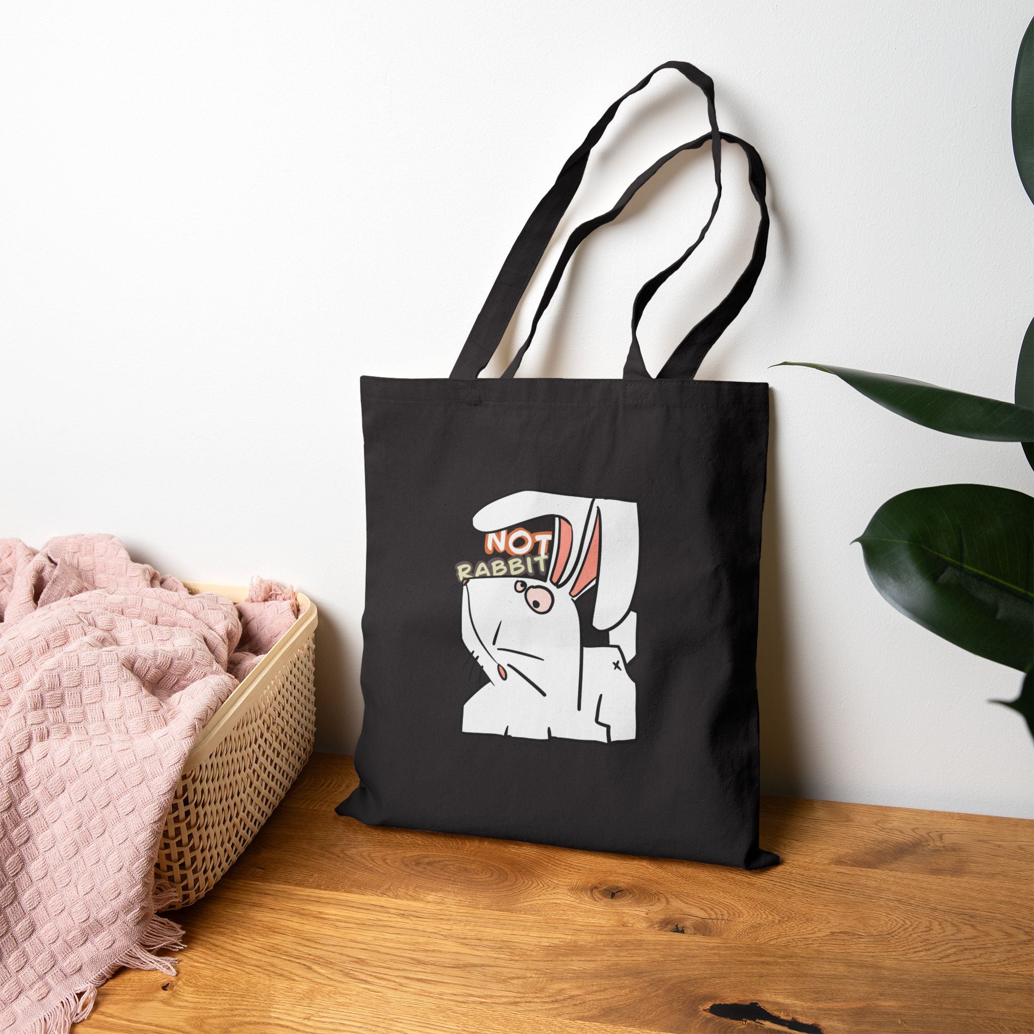 Sac fourre-tout en toile — Illustration Lapin mignon « Pas un lièvre » Cabas écologique