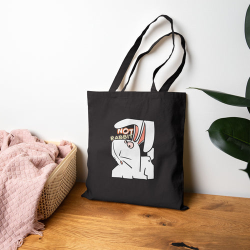 Canvas Tote Bag — Cute Bunny ‘Not Rabbit’ Illustration Eco Shopper