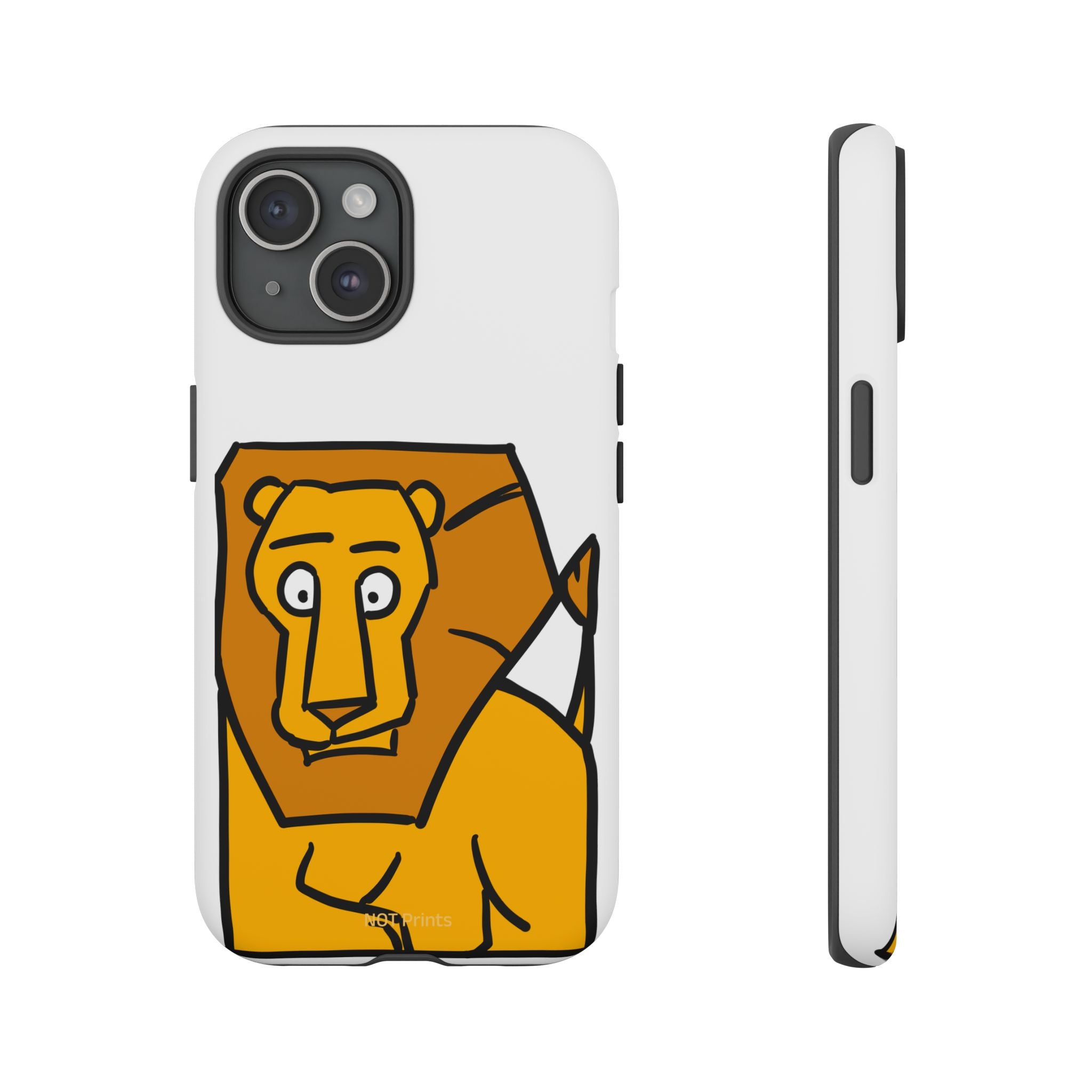 Lion Illustration Phone Case — Cute Bold Cartoon Lion Protective Cover