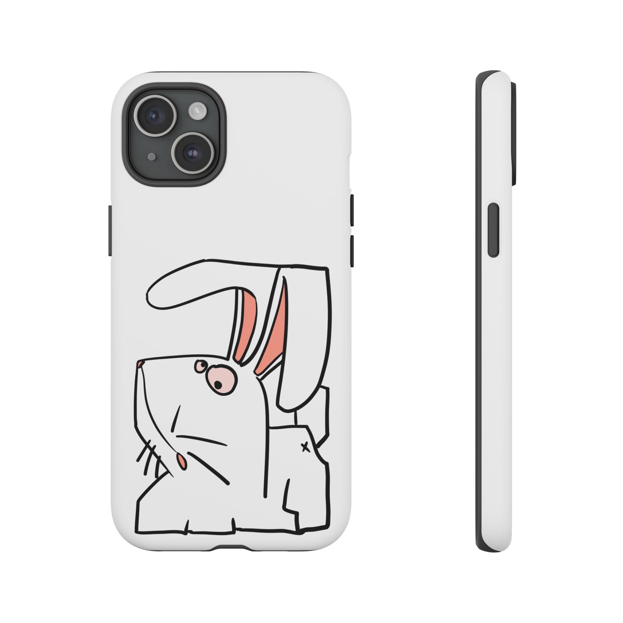 Coque de téléphone résistante Bunny Sketch — Housse d'iPhone Mignonne Lapin Minimaliste