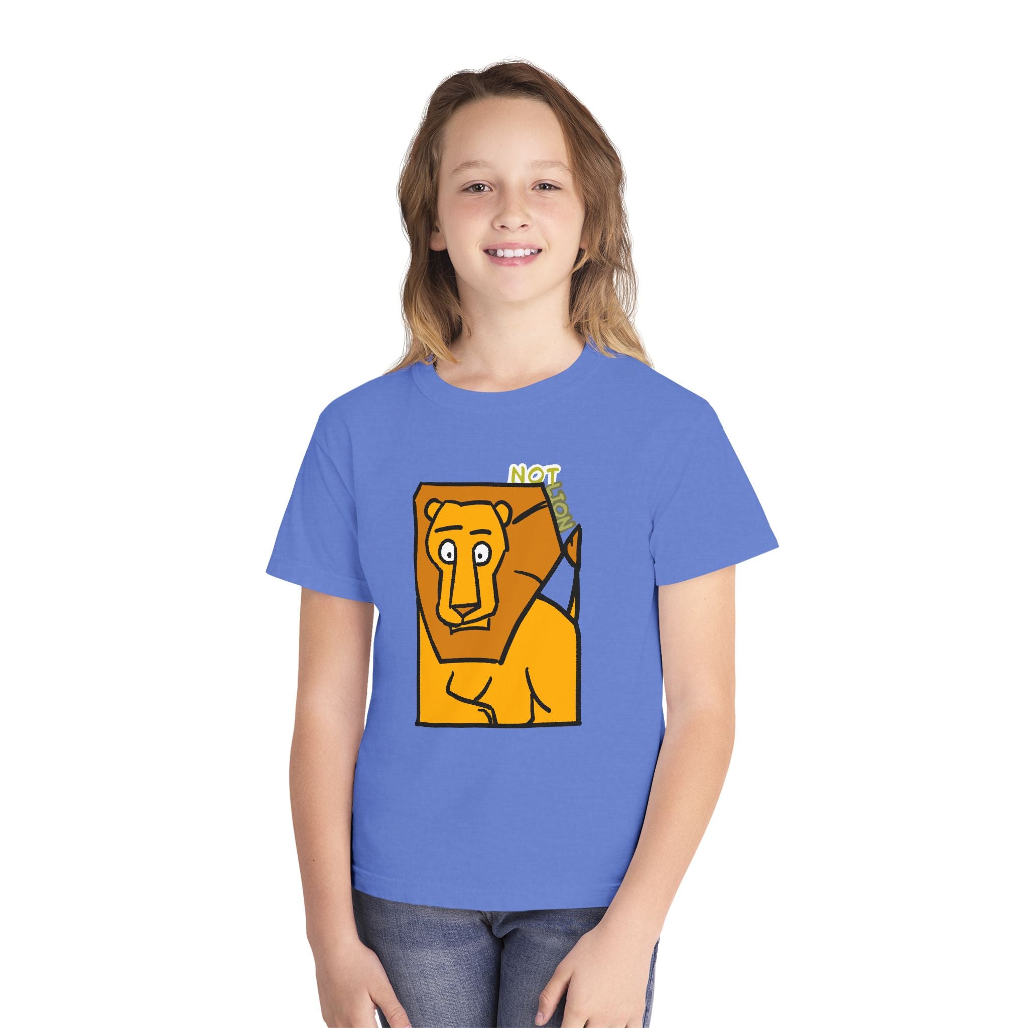 Lion Youth Tee — Playful 'NOT Lion' Graphic Kids T-Shirt