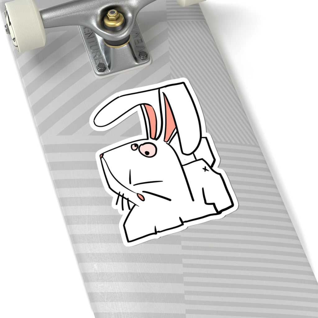 Autocollant Lapin Grognon — Adorable Autocollant Découpé à la Forme pour Ordinateur Portable