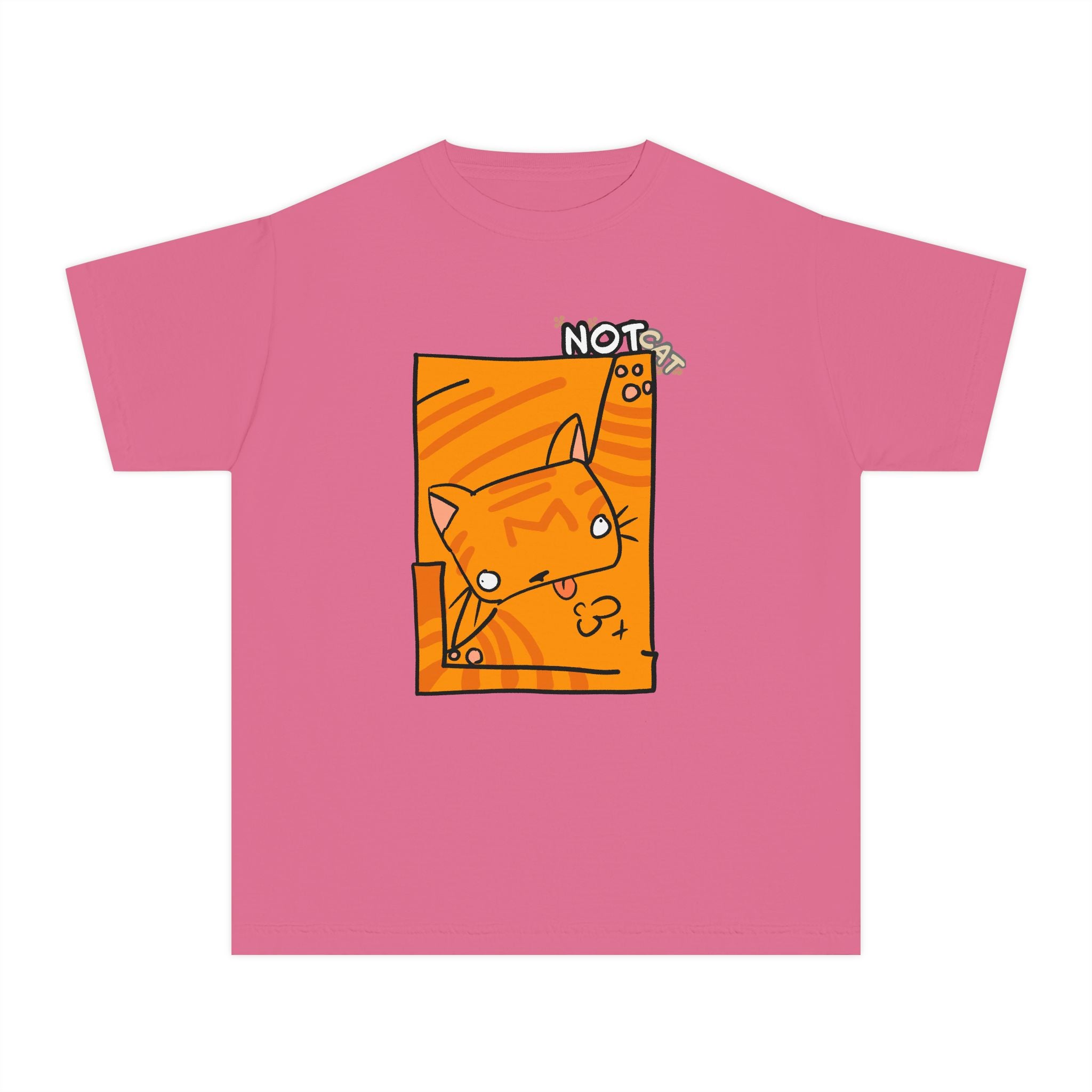Orange Cat Youth Tee – Cute Cartoon Cat Graphic Shirt for Kids | Funny Not Cat Animal Cotton T-Shirt