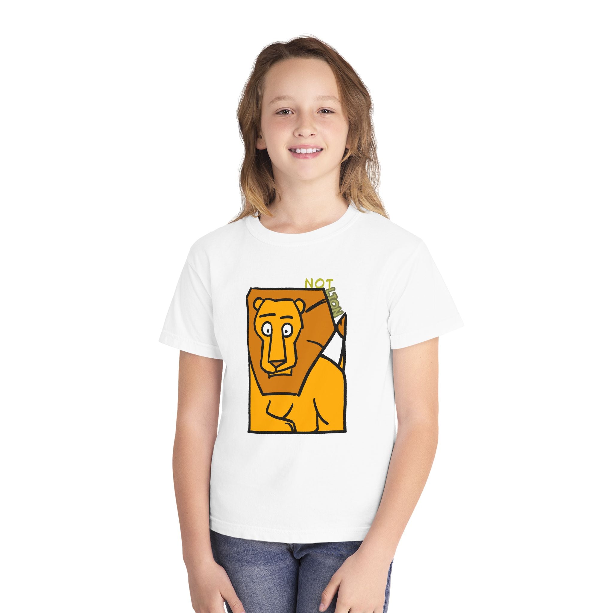 Lion Youth Tee — Playful 'NOT Lion' Graphic Kids T-Shirt