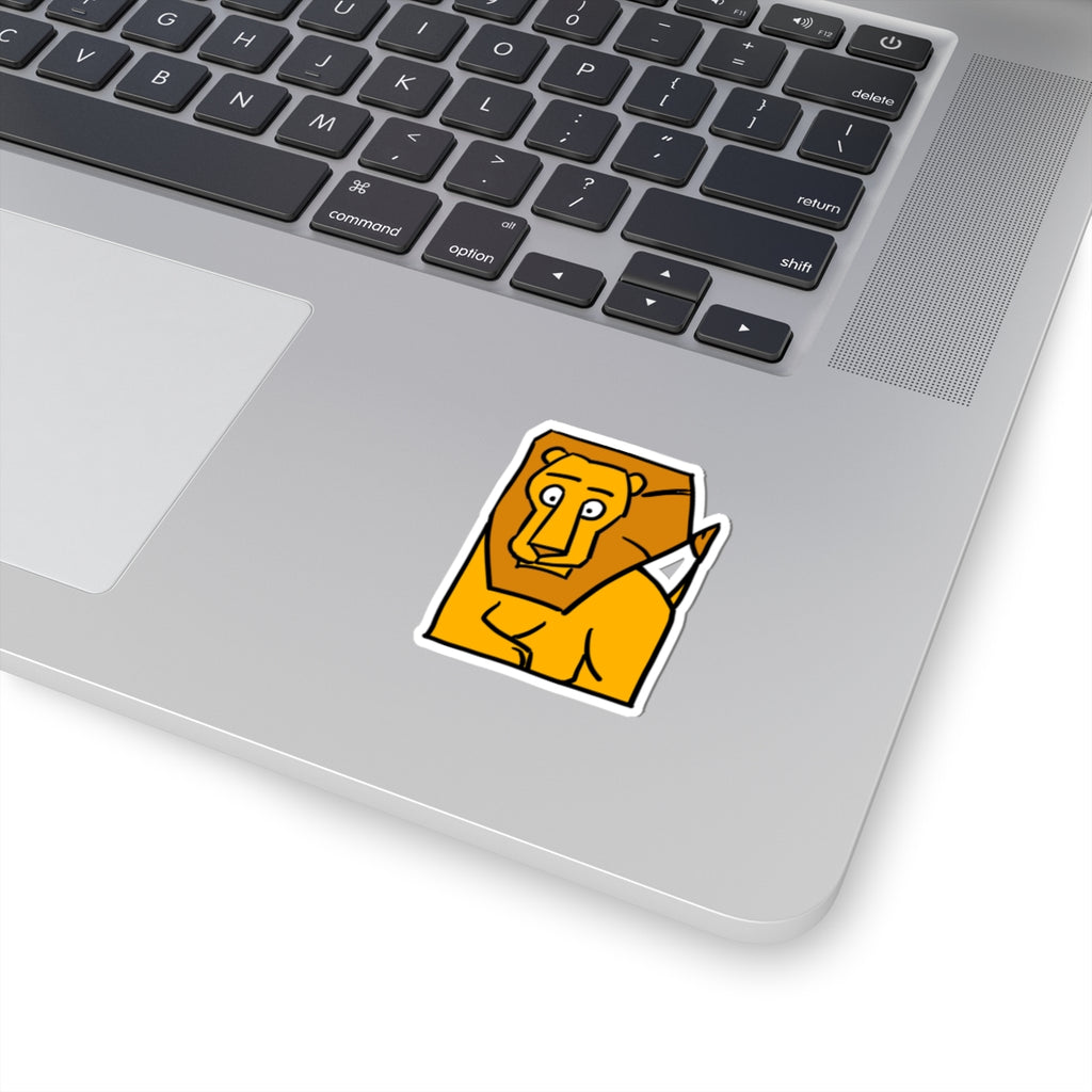 Lion Illustration Kiss-Cut Sticker – Cute Cartoon Laptop Decal
