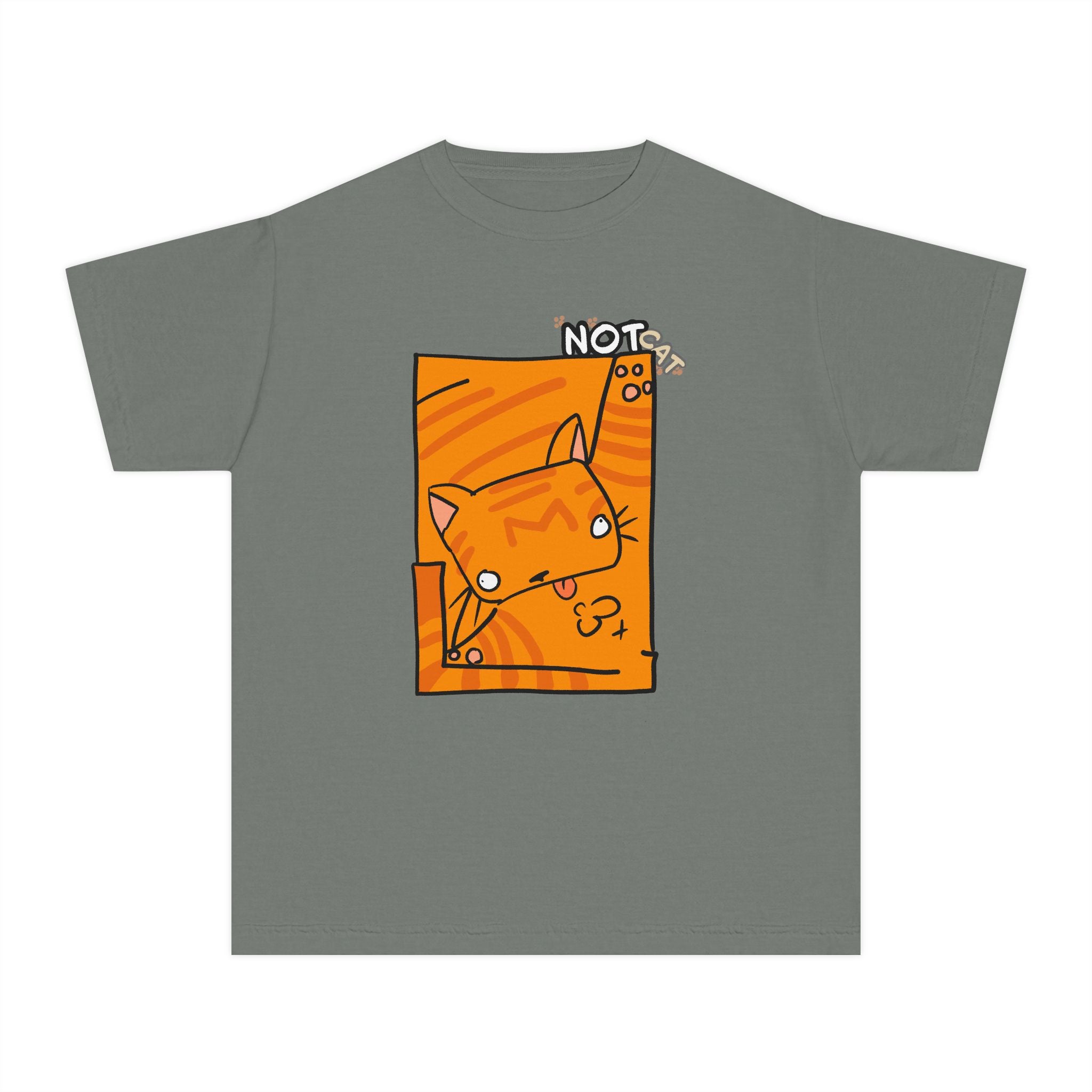 Orange Cat Youth Tee – Cute Cartoon Cat Graphic Shirt for Kids | Funny Not Cat Animal Cotton T-Shirt