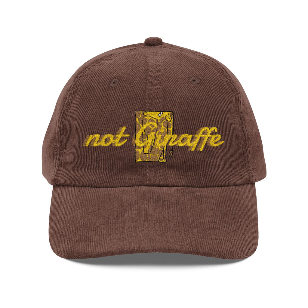 Corduroy Baseball Cap — Embroidered 'Not Giraffe' Vintage Rust Hat