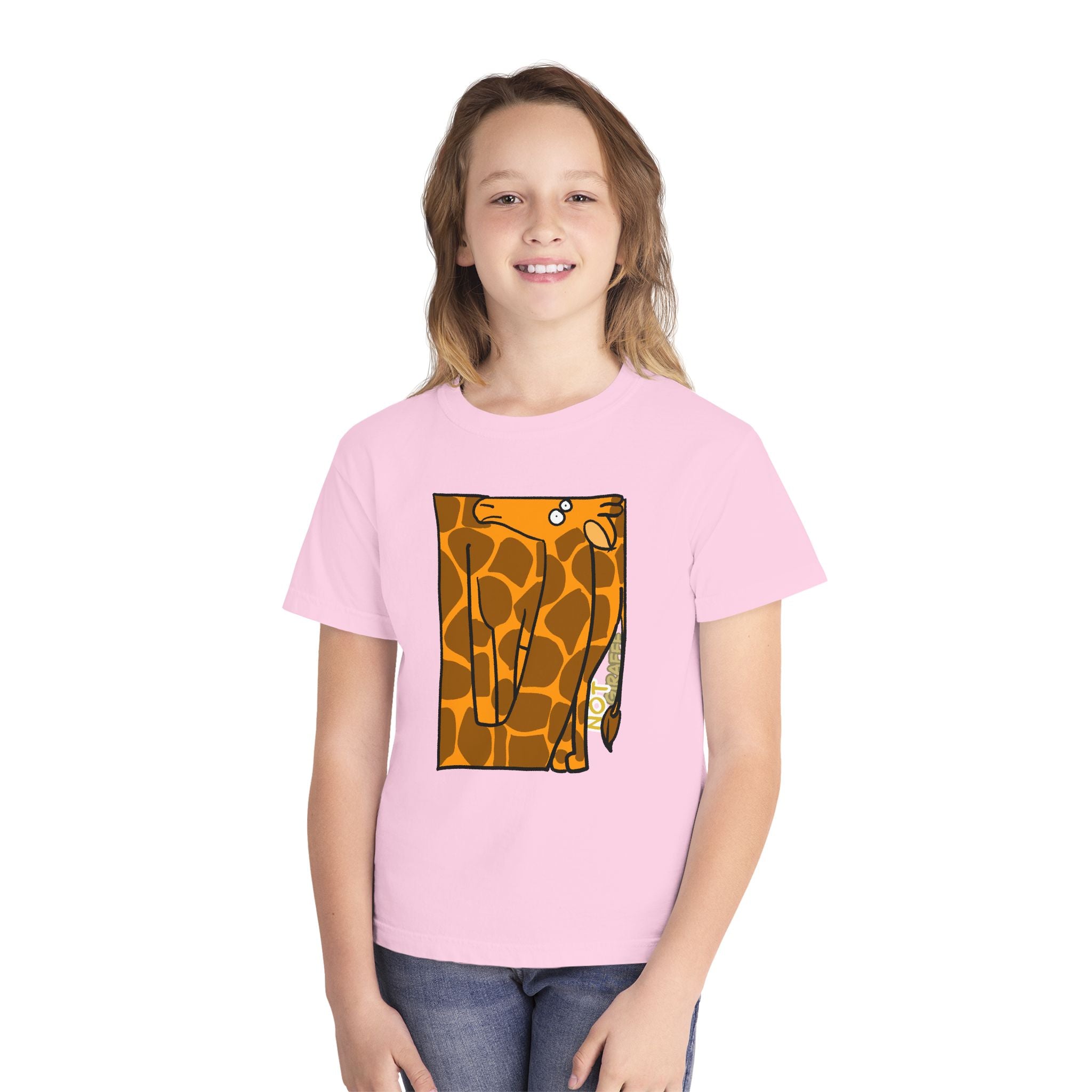 Giraffe Peek Kids Tee — Cute Peeking "Not Giraffe" Graphic Youth T-Shirt