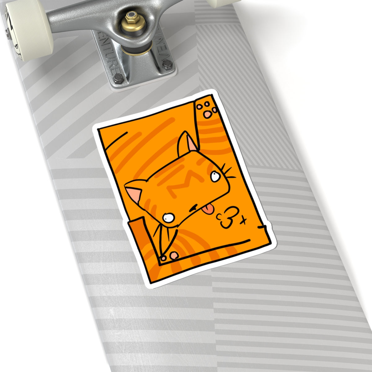 Orange Cat Sticker - Cute Tongue-Out Cat Kiss-Cut Vinyl Decal