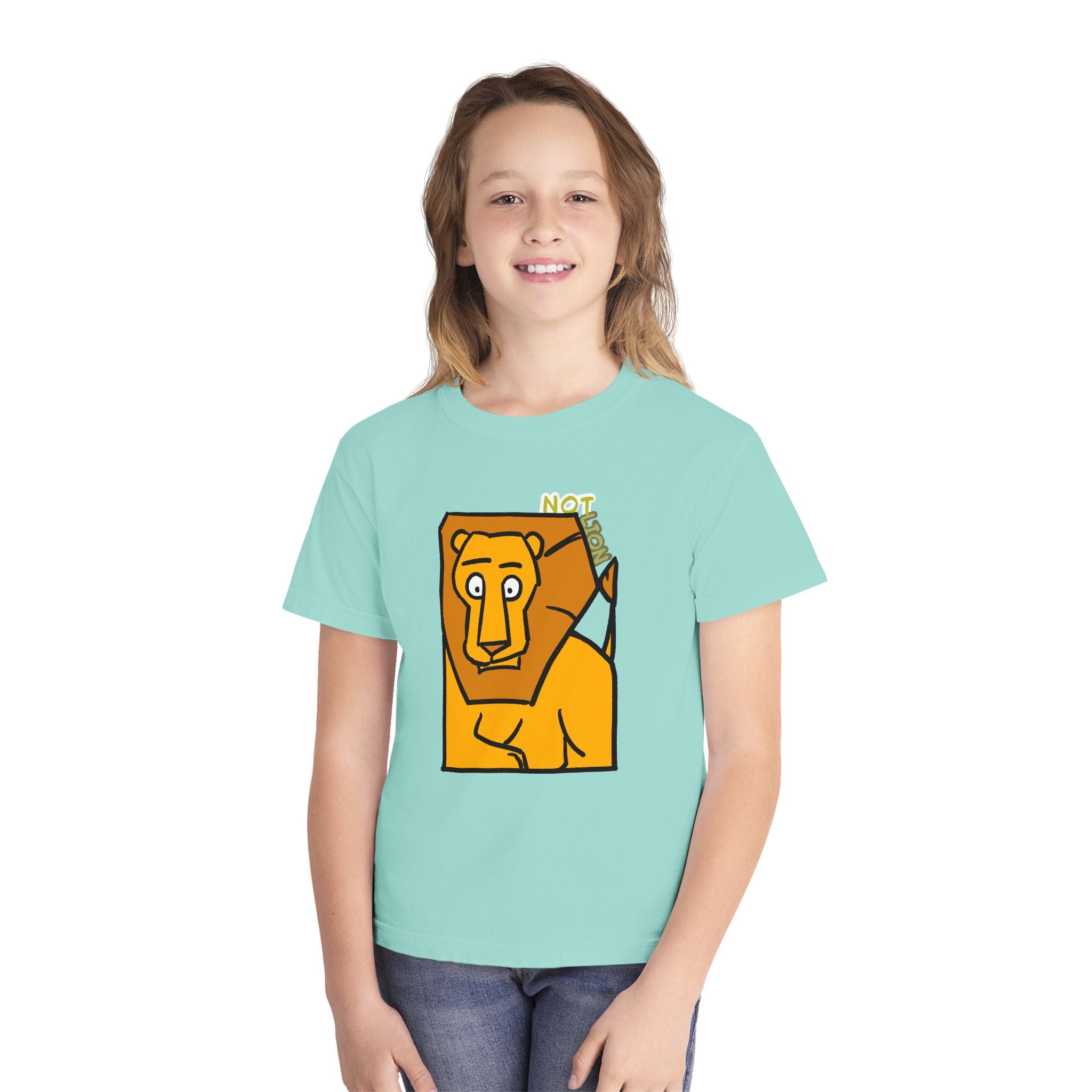 Lion Youth Tee — Playful 'NOT Lion' Graphic Kids T-Shirt