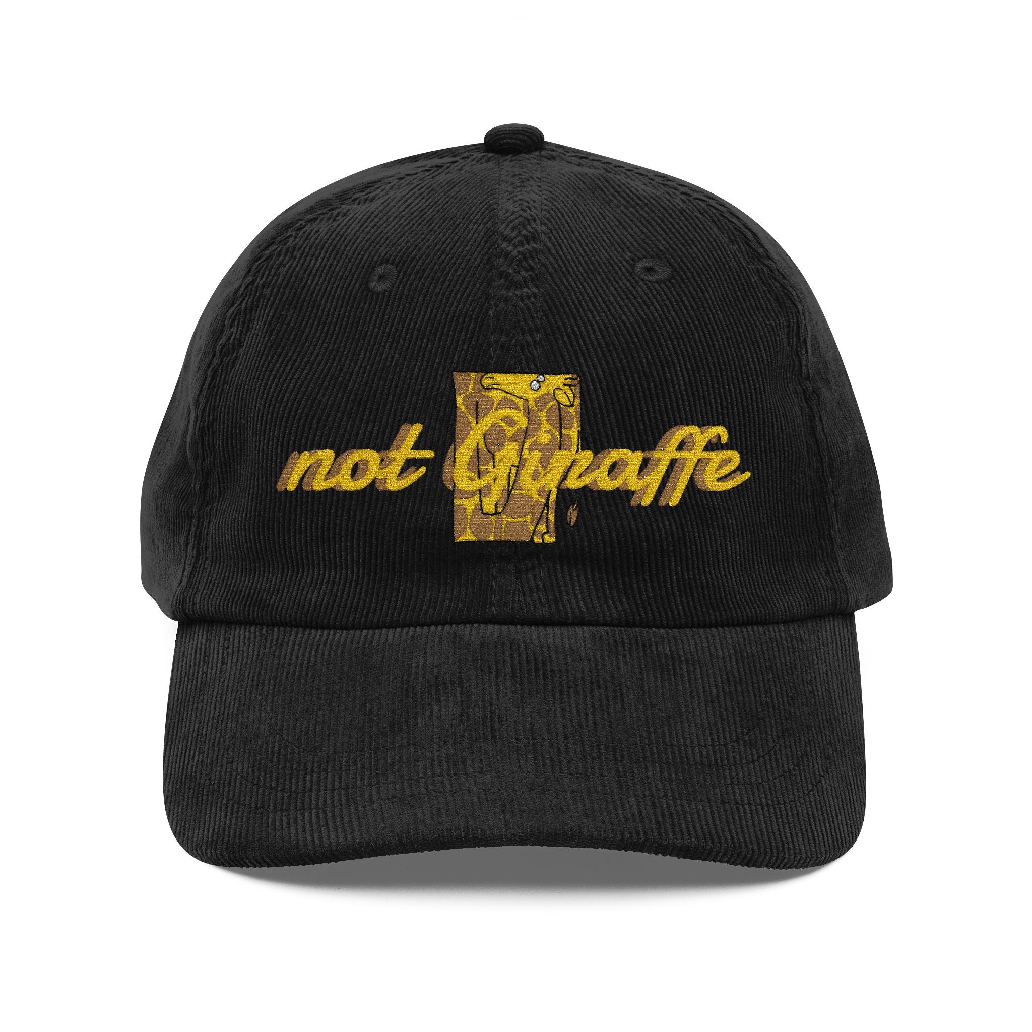 Corduroy Baseball Cap — Embroidered 'Not Giraffe' Vintage Rust Hat
