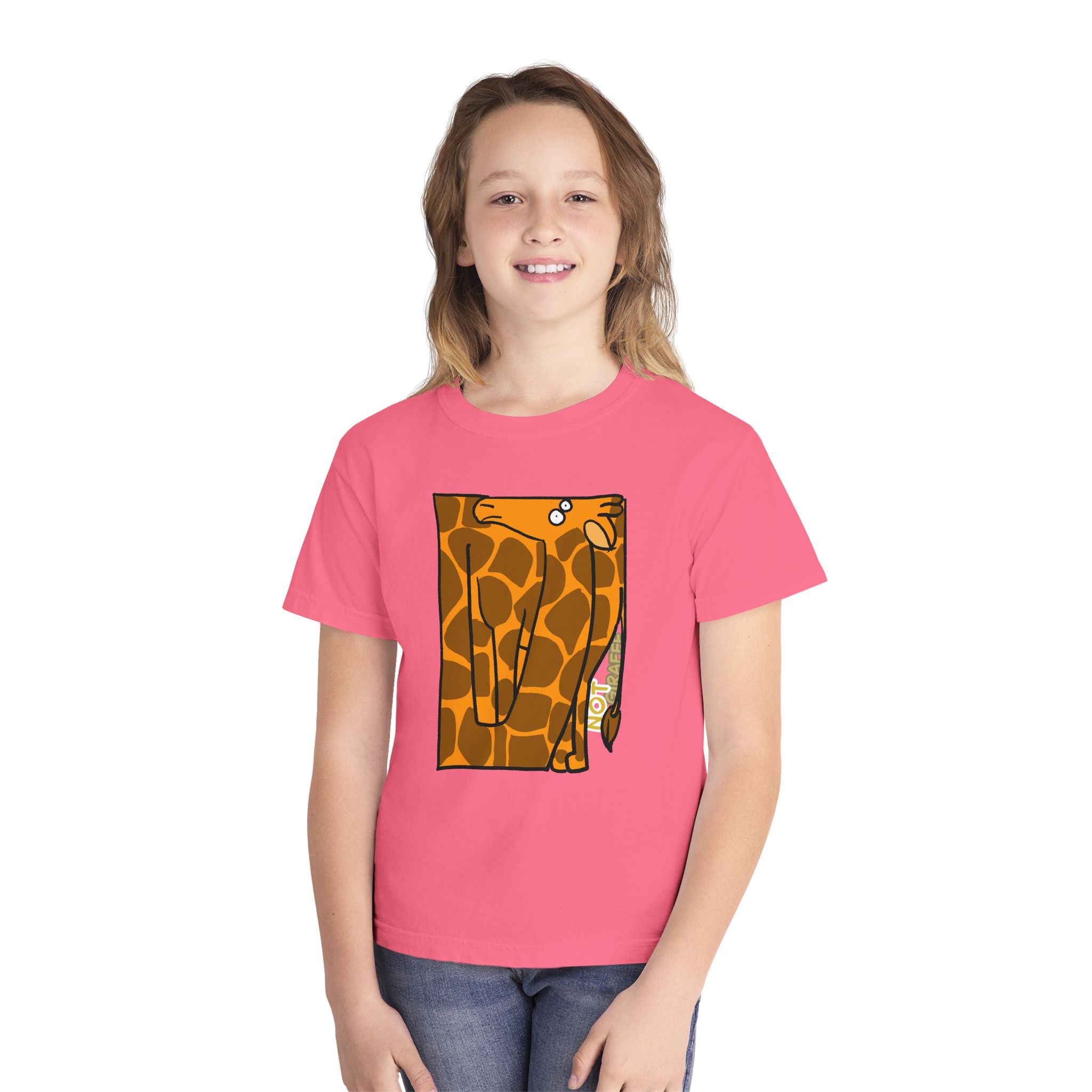 Giraffe Peek Kids Tee — Cute Peeking "Not Giraffe" Graphic Youth T-Shirt