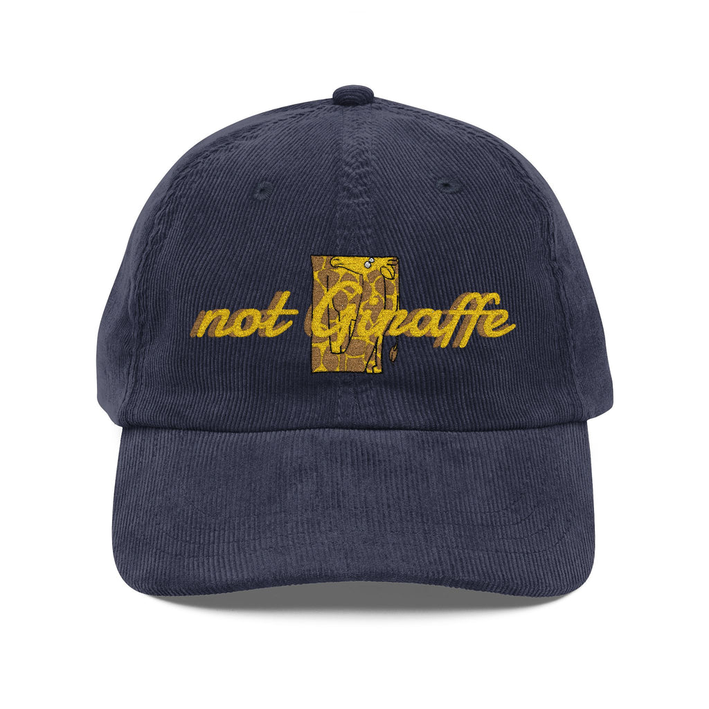 Corduroy Baseball Cap — Embroidered 'Not Giraffe' Vintage Rust Hat