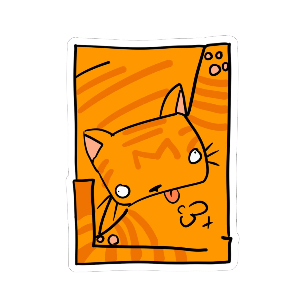 Orange Cat Sticker - Cute Tongue-Out Cat Kiss-Cut Vinyl Decal