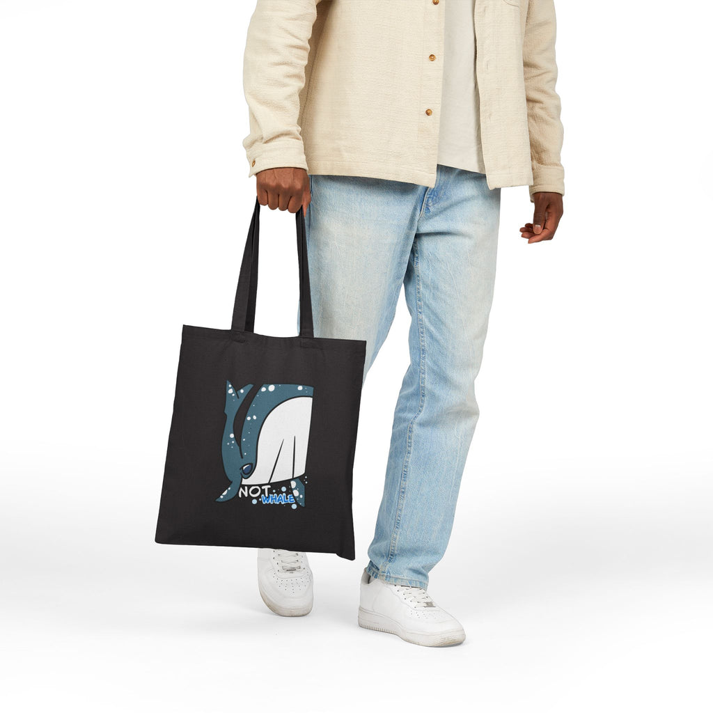 Not Whale Cotton Canvas Tote — Cute Retro Whale Illustration Beach Bag