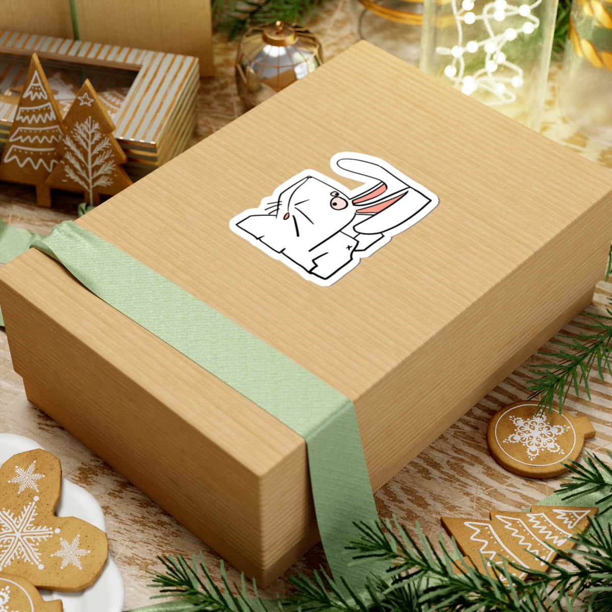Grumpy Bunny Sticker — Cute Kiss-Cut Laptop Decal