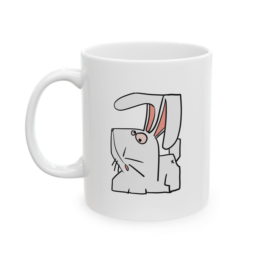 Minimalist Line Art Rabbit Coffee Mug — Cute Rabbit Illustration Ceramic Cup (11oz)