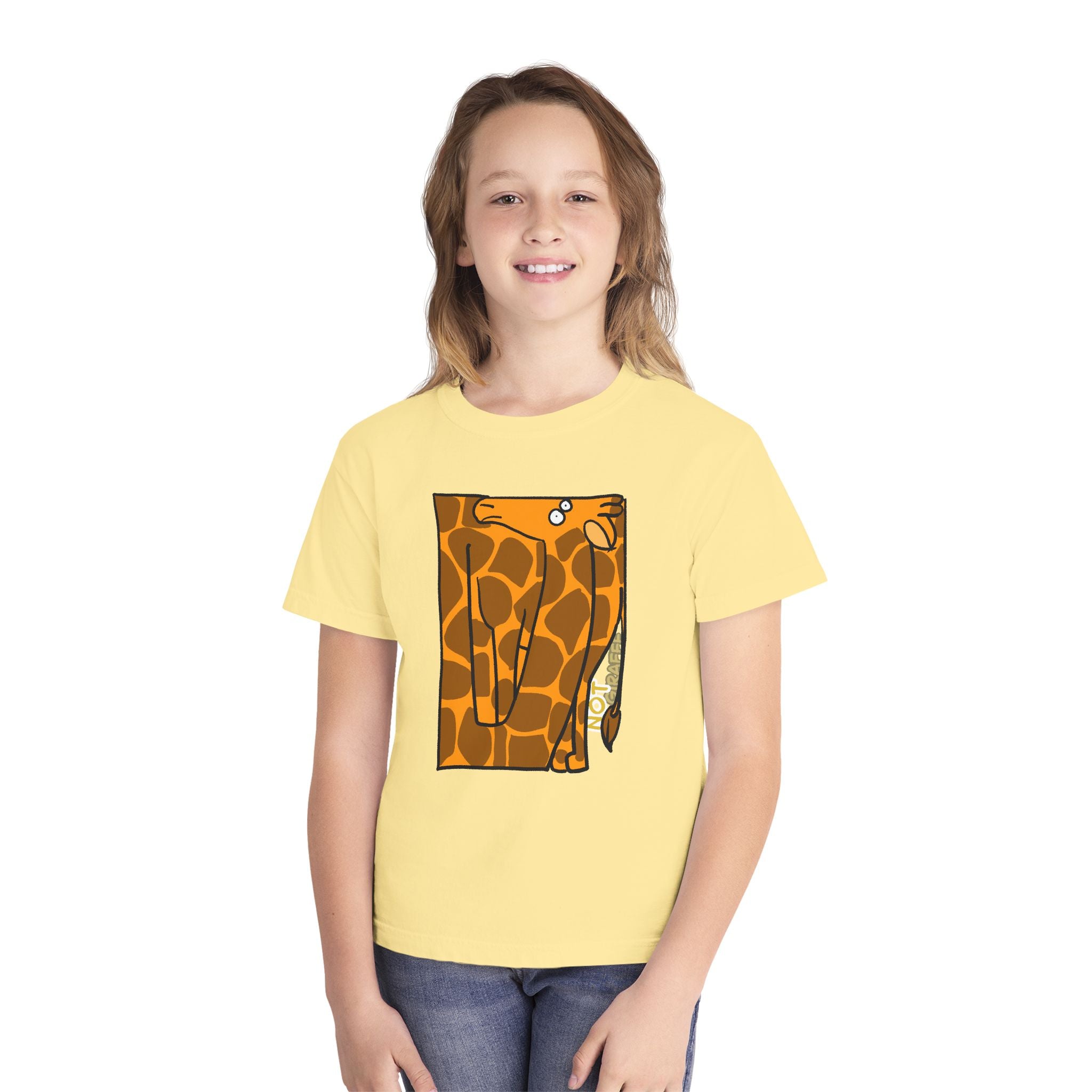 Giraffe Peek Kids Tee — Cute Peeking "Not Giraffe" Graphic Youth T-Shirt