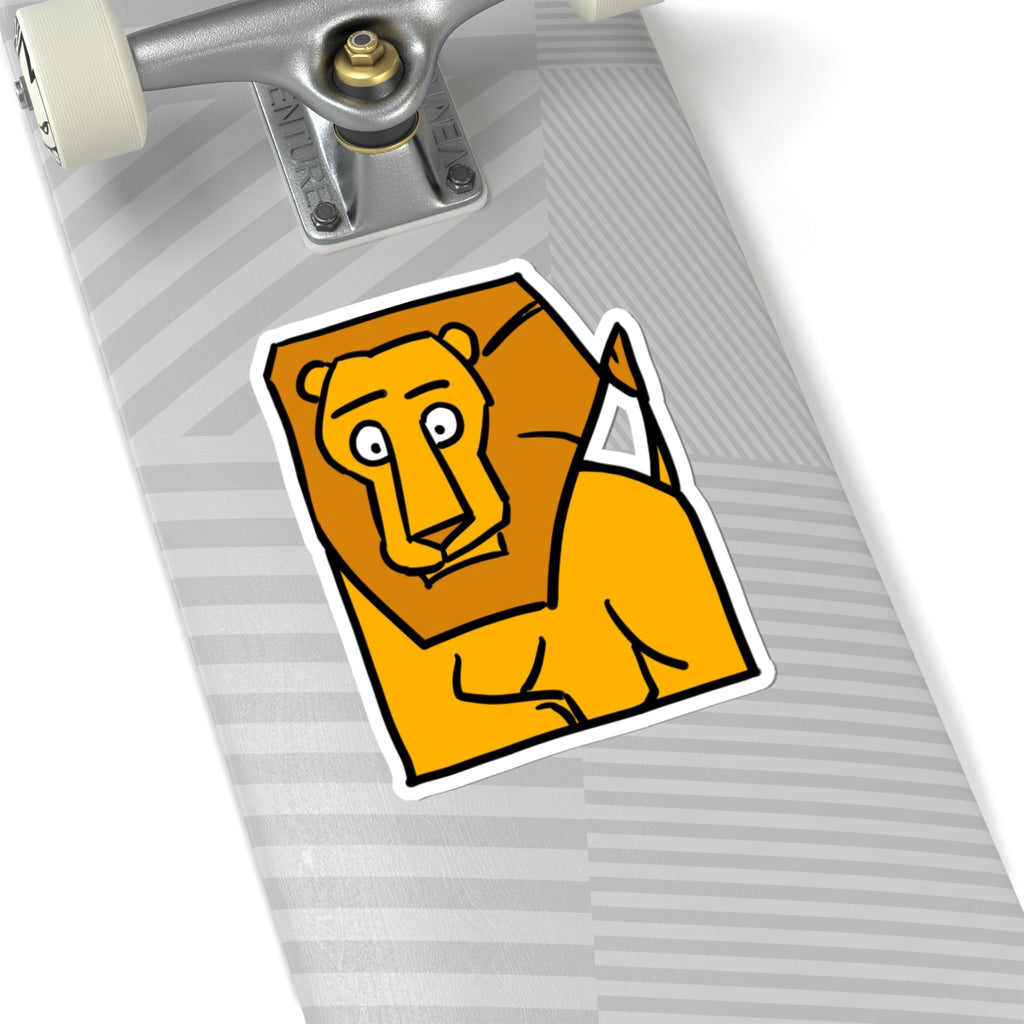 Lion Illustration Kiss-Cut Sticker – Cute Cartoon Laptop Decal