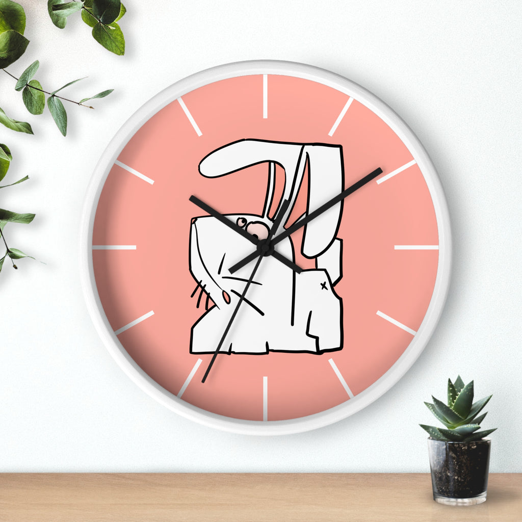 Cute Pink Bunny Wall Clock — Playful Ceramic Rabbit Design
