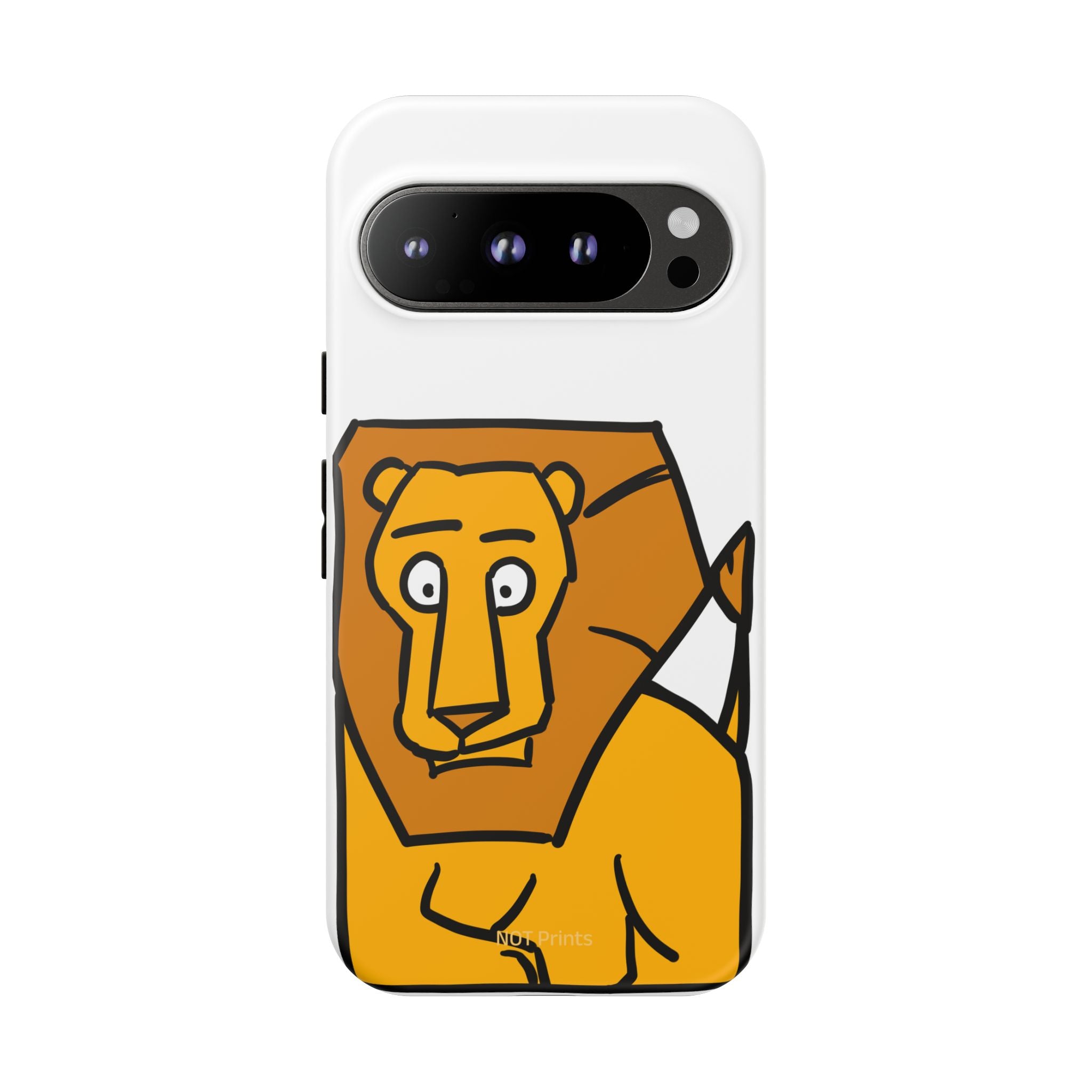Lion Illustration Phone Case — Cute Bold Cartoon Lion Protective Cover