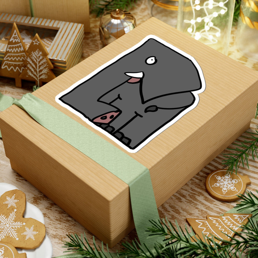 Elephant Kiss-Cut Sticker — Cute Cartoon Laptop Decal