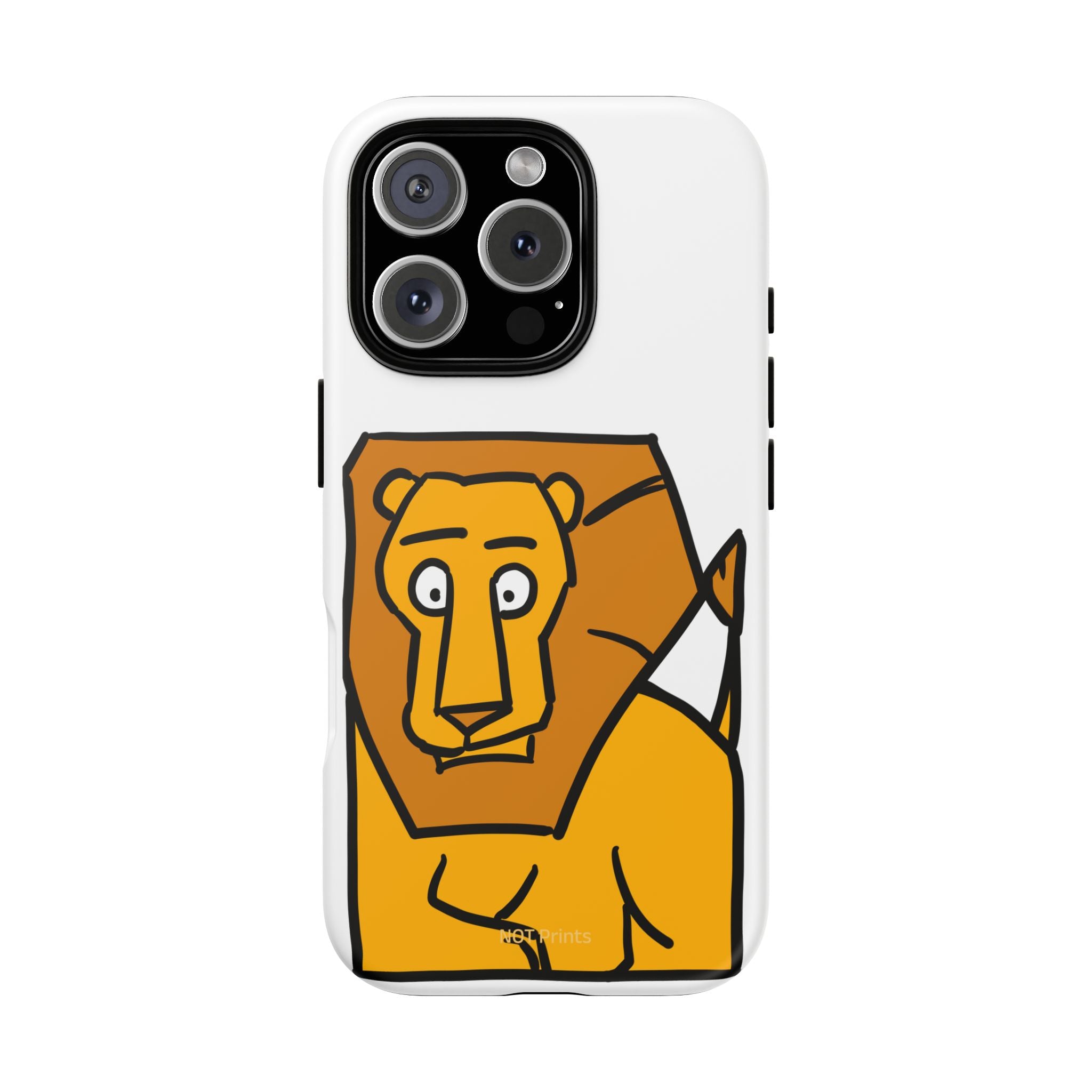 Lion Illustration Phone Case — Cute Bold Cartoon Lion Protective Cover