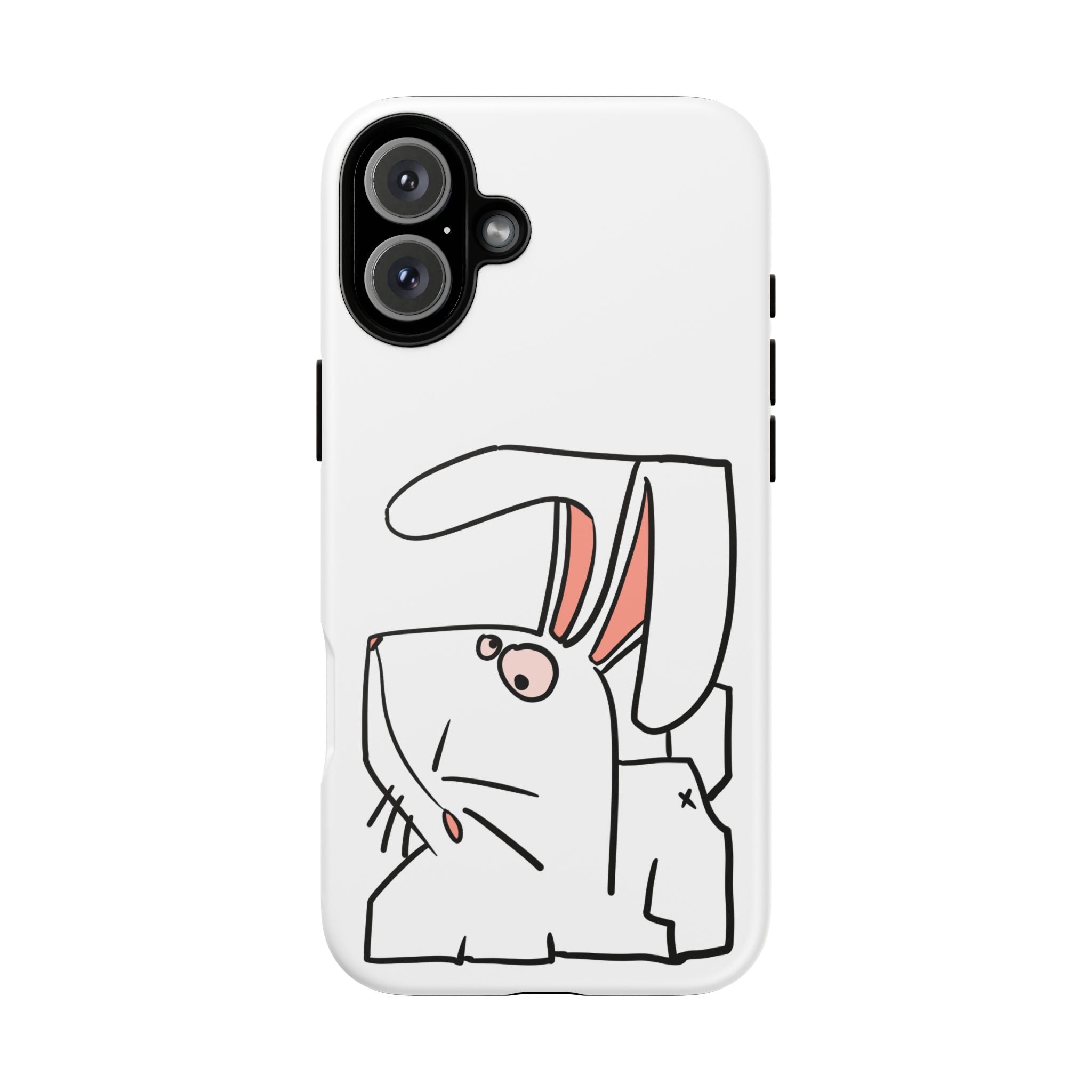 Coque de téléphone résistante Bunny Sketch — Housse d'iPhone Mignonne Lapin Minimaliste