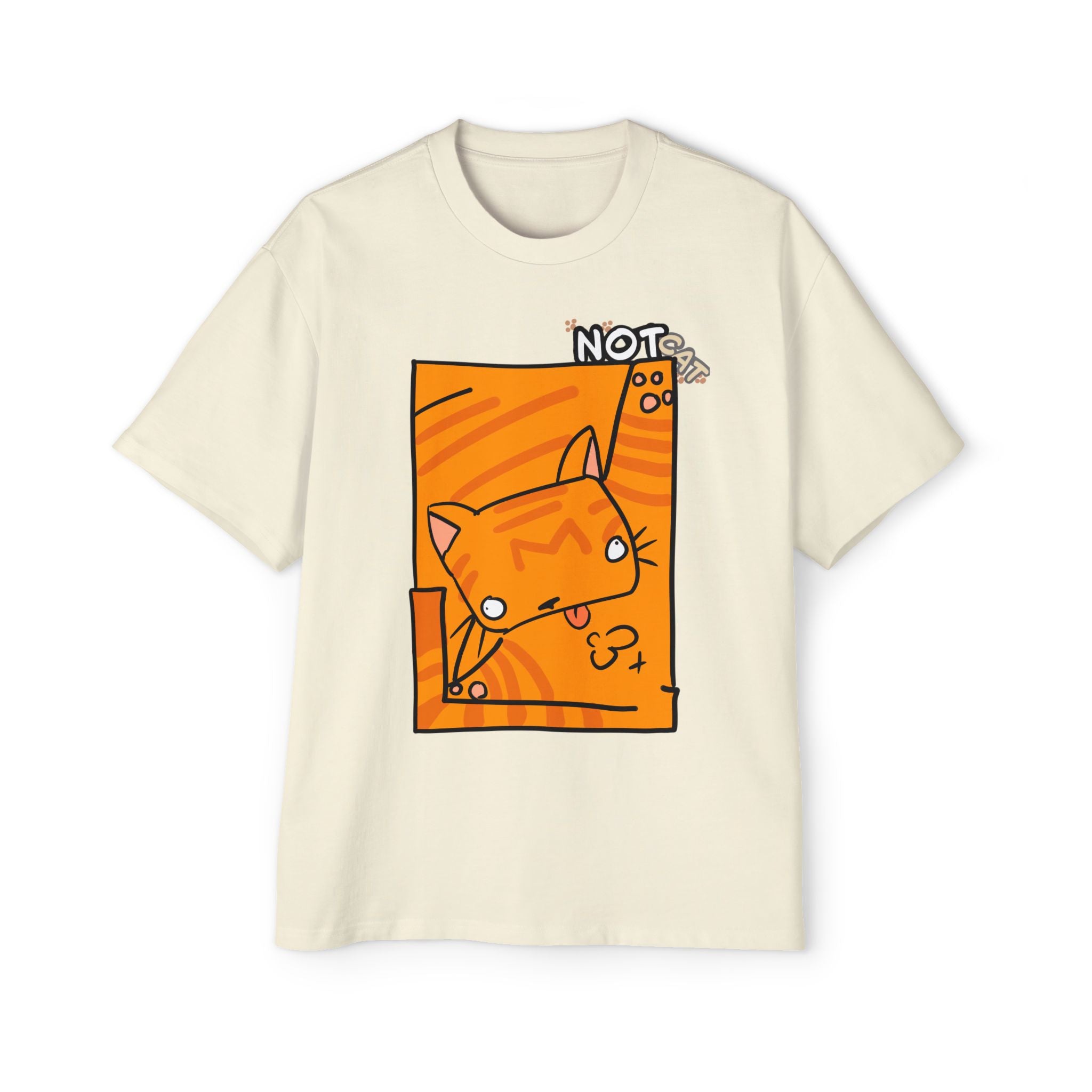 T-shirt graphique chat — « Pas chat » | T-shirt oversize chat orange dessin animé