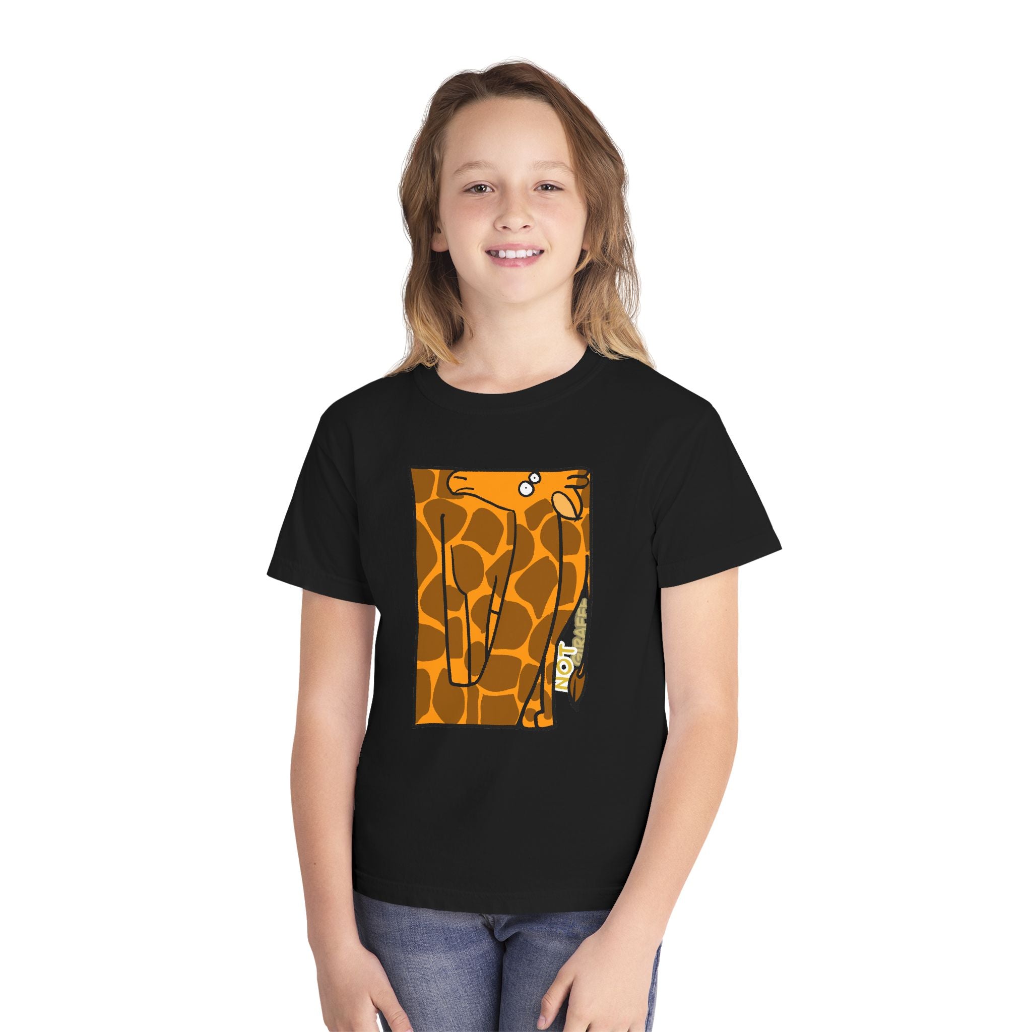 Giraffe Peek Kids Tee — Cute Peeking "Not Giraffe" Graphic Youth T-Shirt