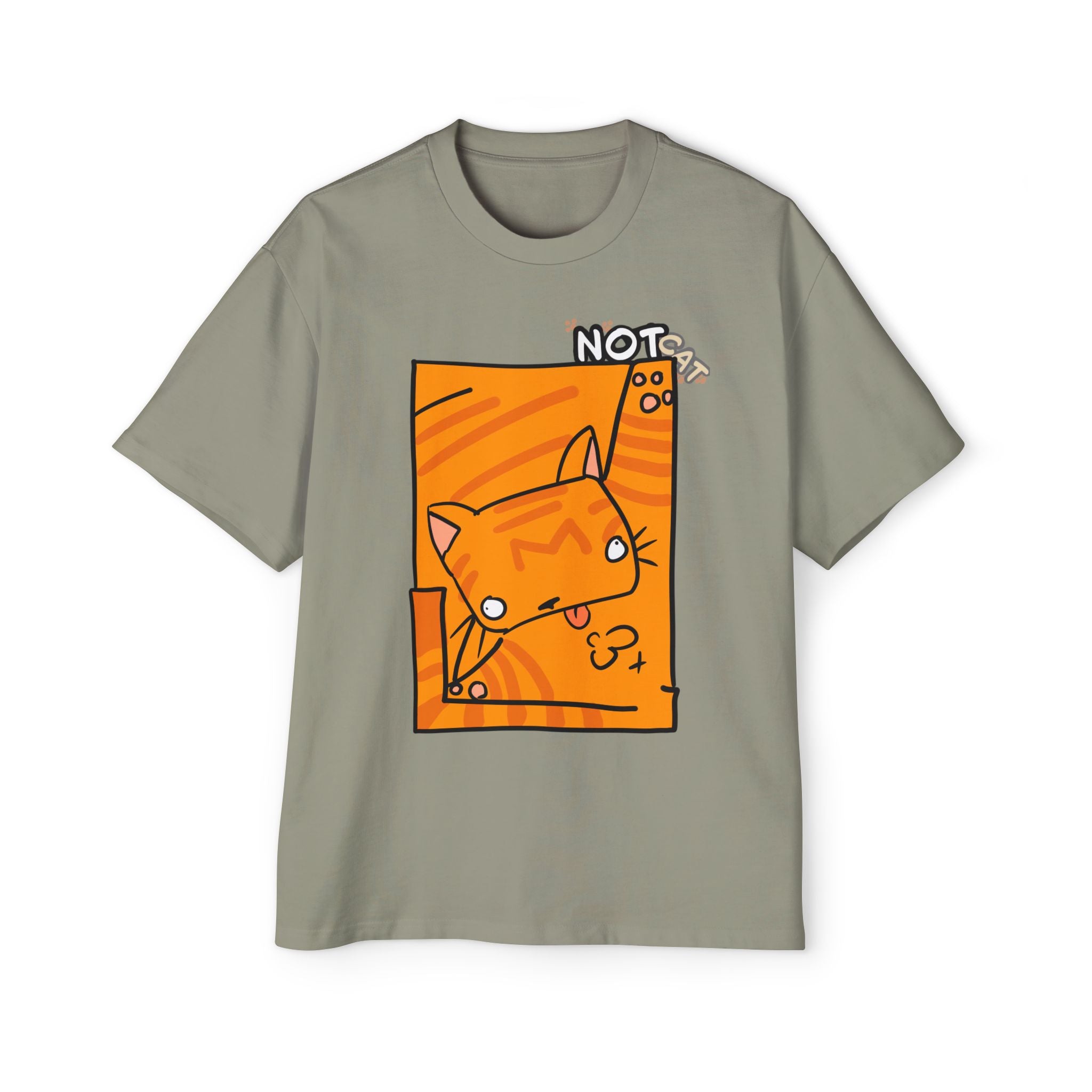 T-shirt graphique chat — « Pas chat » | T-shirt oversize chat orange dessin animé