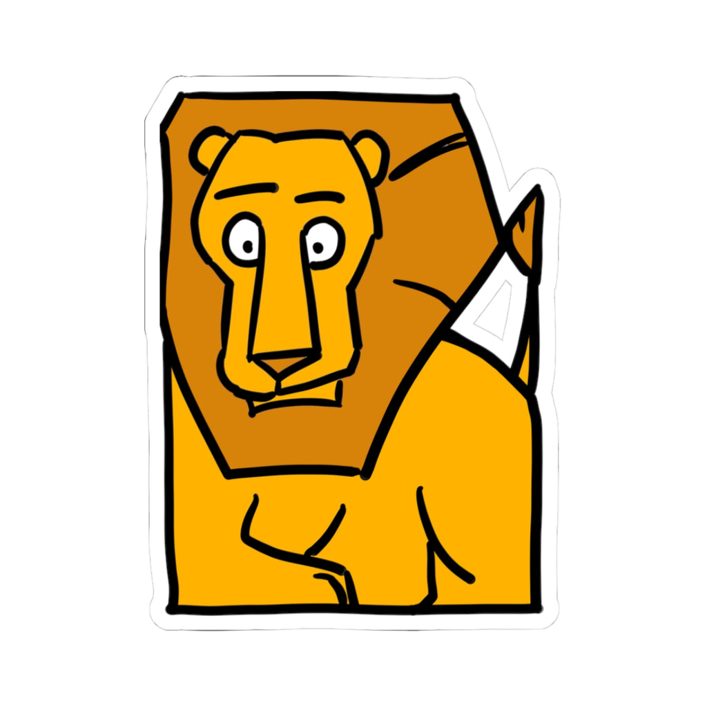 Lion Illustration Kiss-Cut Sticker – Cute Cartoon Laptop Decal