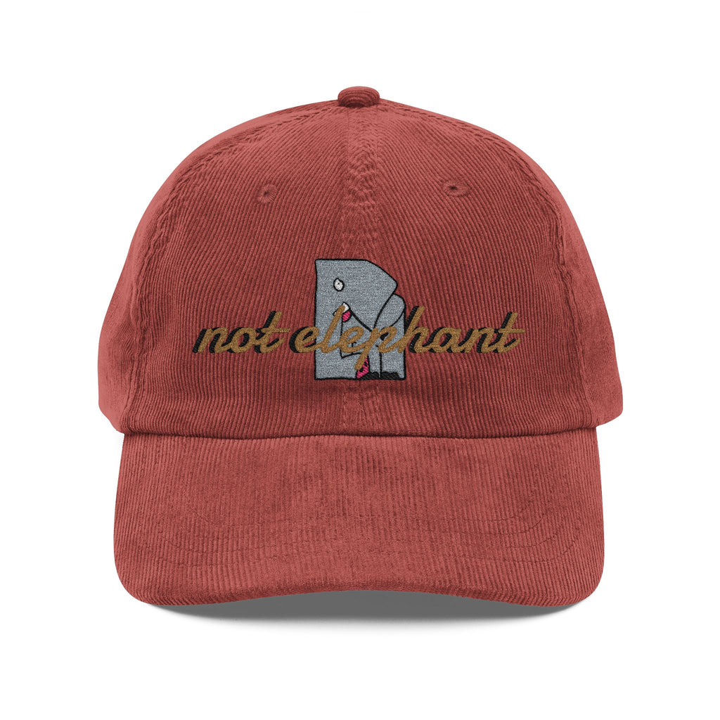 Vintage Corduroy Cap — Embroidered 'not elephant' Logo Hat