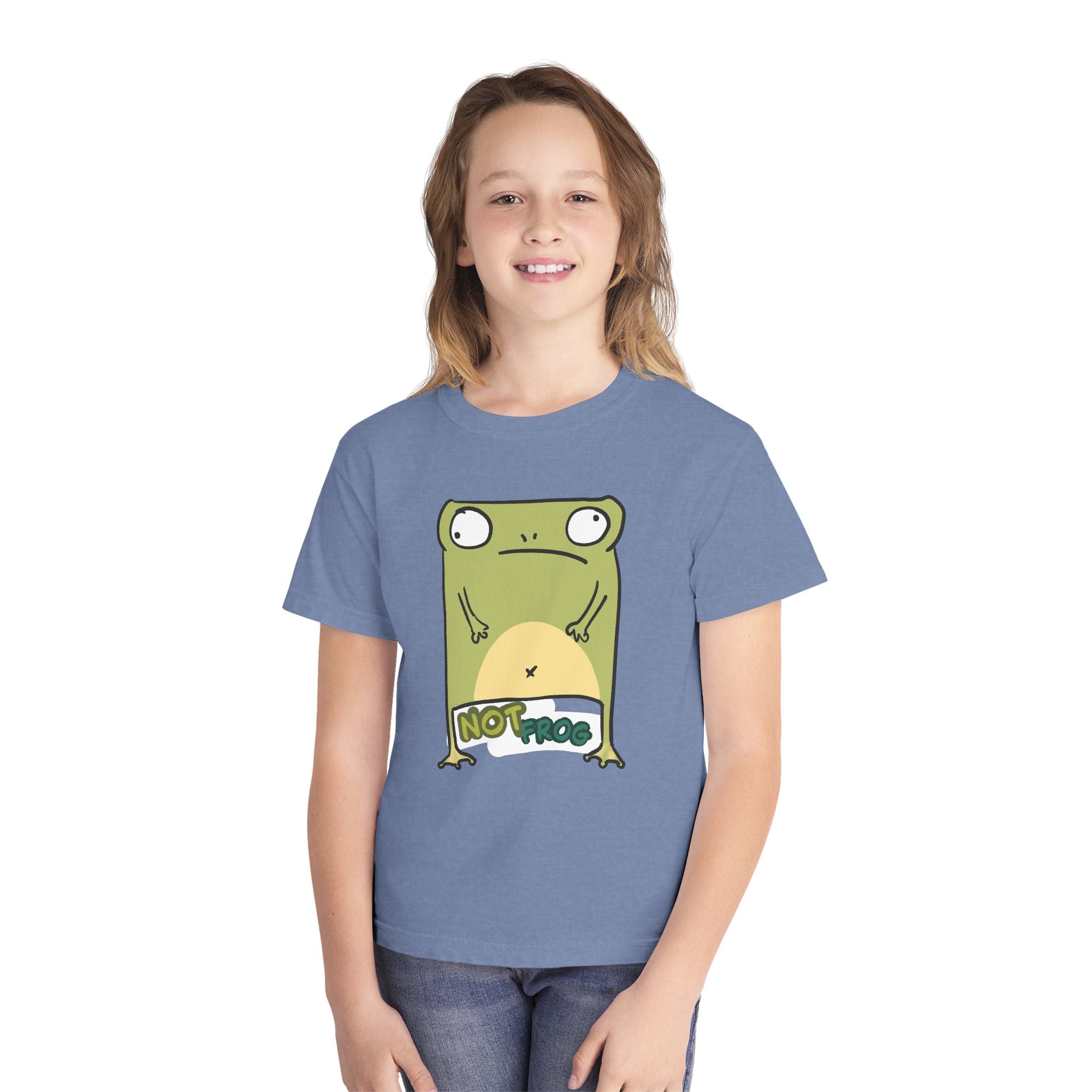 Frog Youth Tee — Cute "No Frog" Cartoon Frog Graphic Shirt