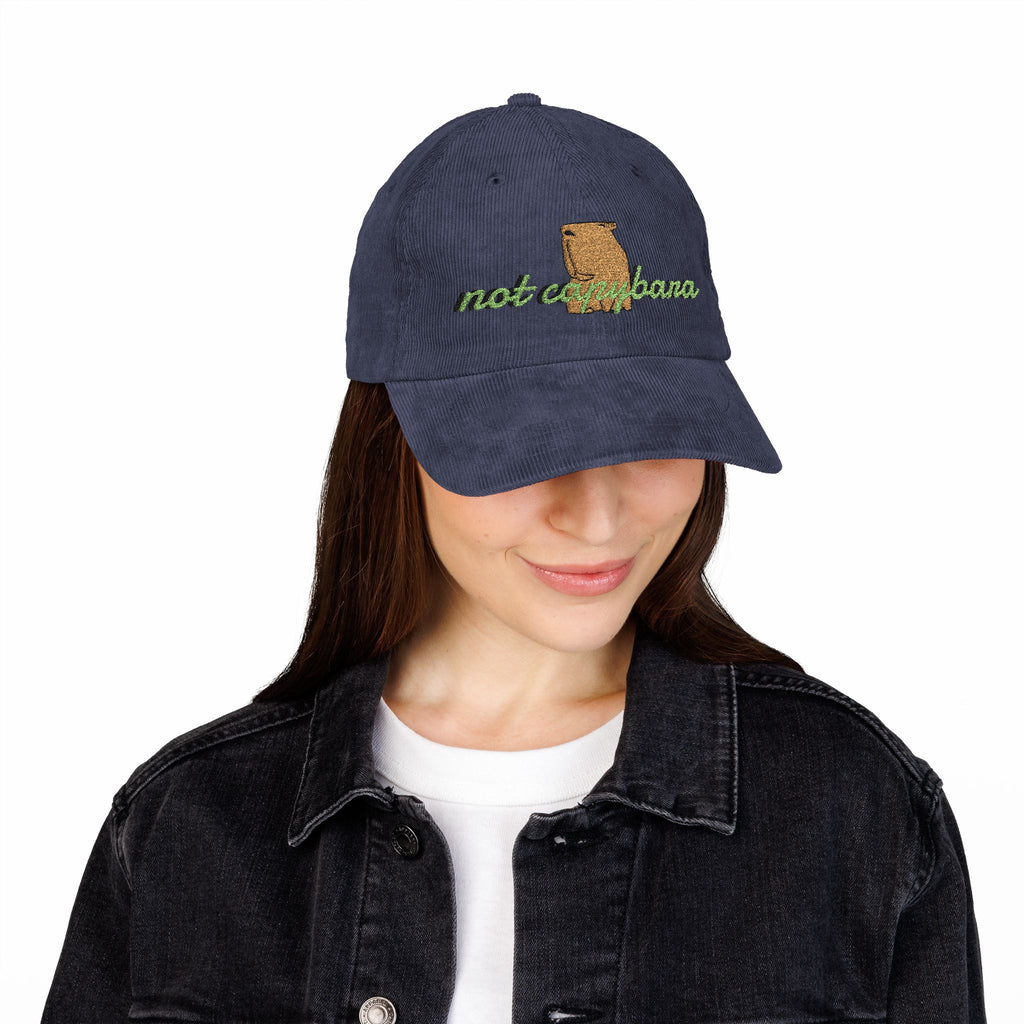 Corduroy Baseball Cap – Embroidered 'Not Capybara' State Design