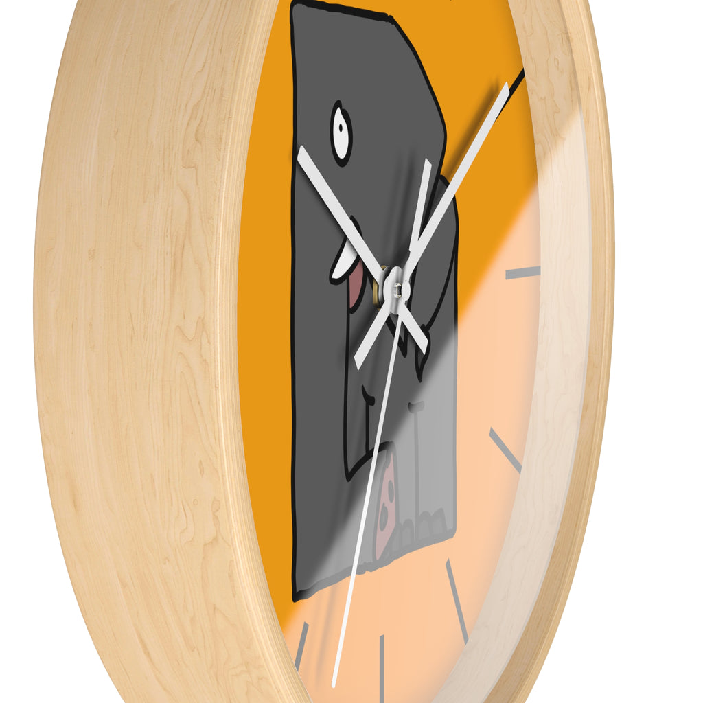 Elephant Cartoon Wall Clock — Cute Orange Nursery Clock with Playful Elephant Design