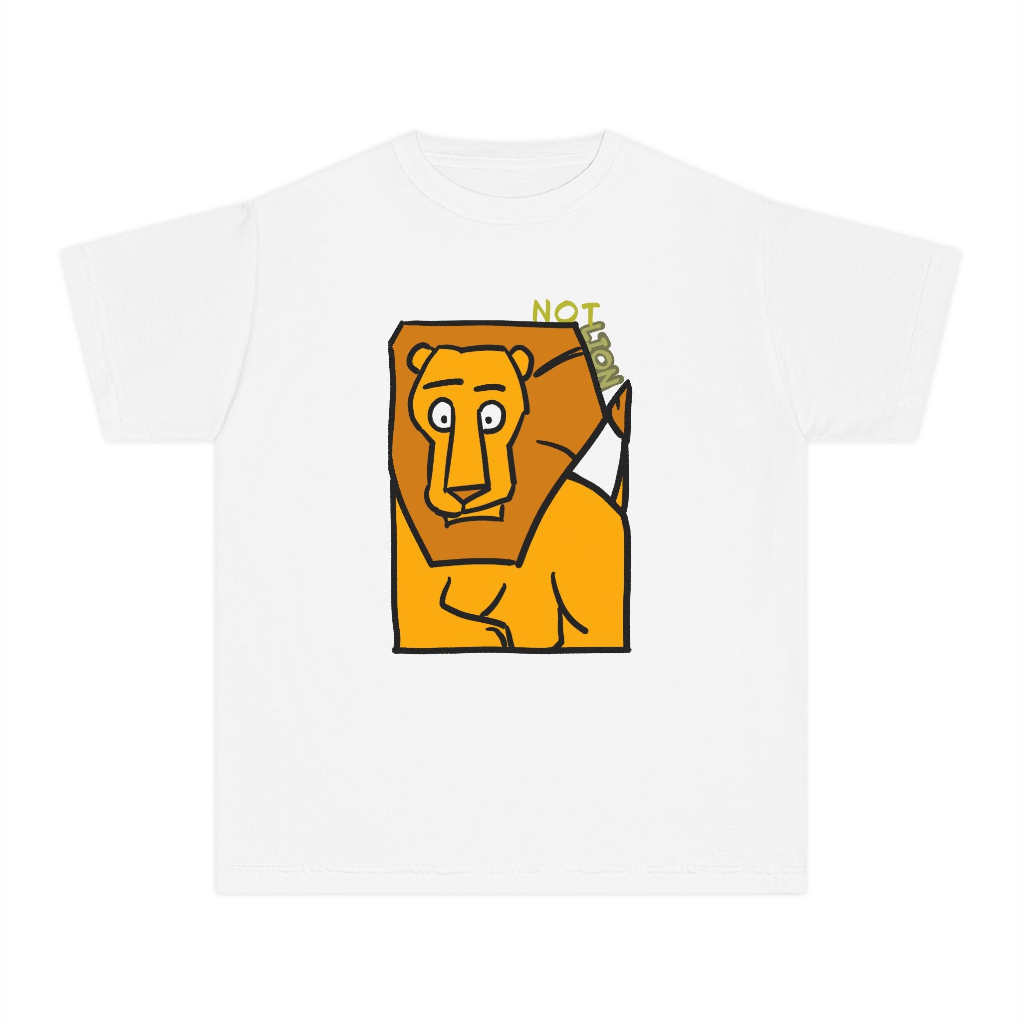 Lion Youth Tee — Playful 'NOT Lion' Graphic Kids T-Shirt