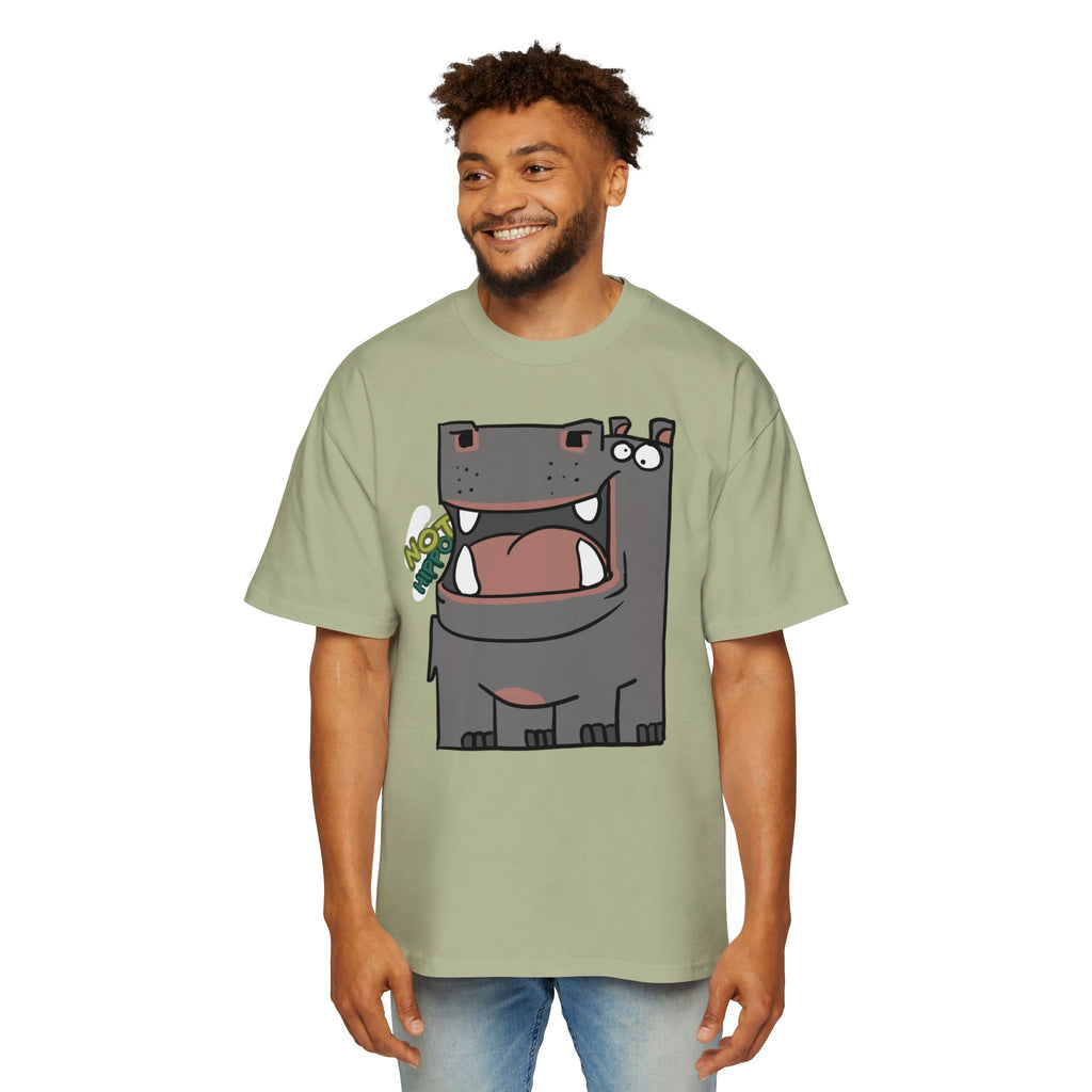 Hippo Cartoon Tee — Cute 'NOT HIPPO' Graphic Oversized T-Shirt