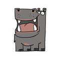 Hippo Kiss-Cut Sticker — Cute Cartoon Hippo Laptop Decal