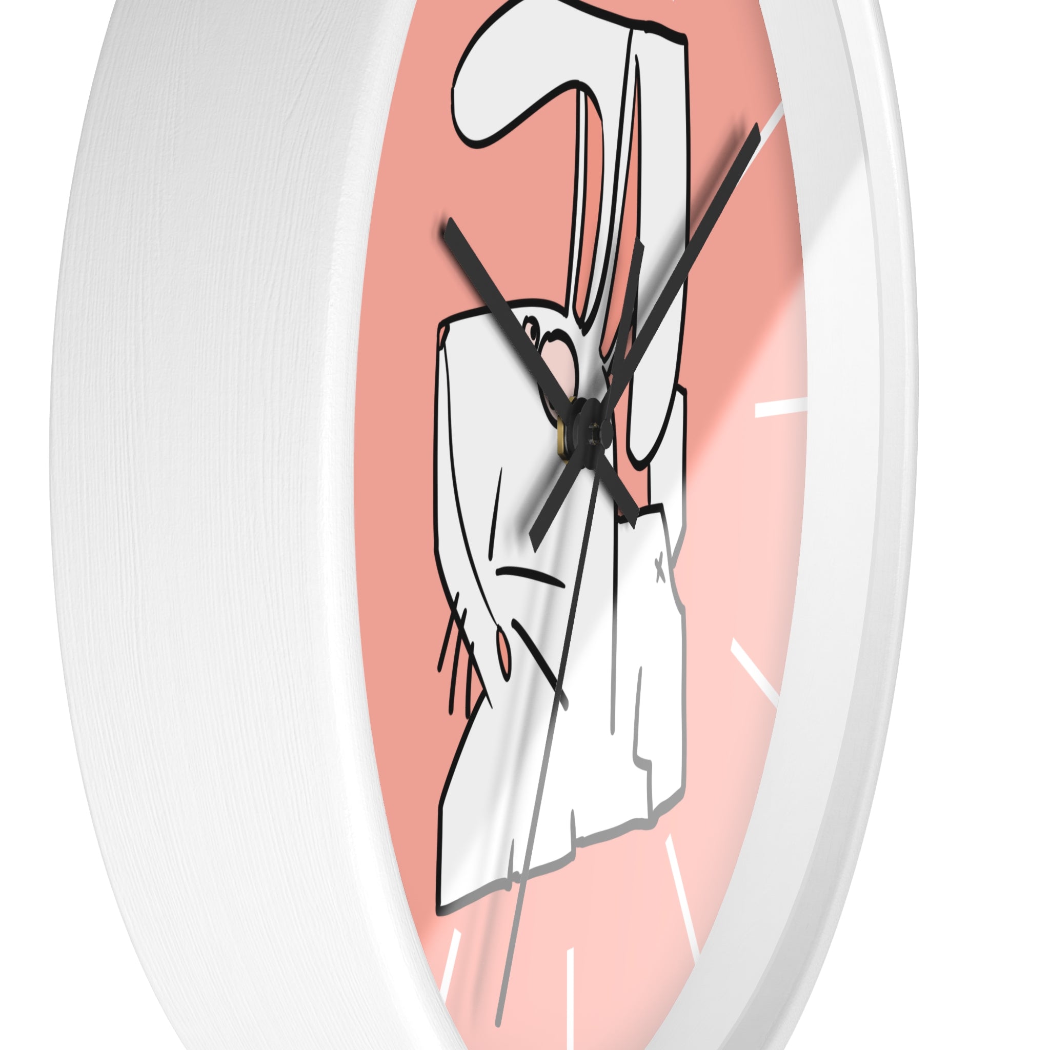 Cute Pink Bunny Wall Clock — Playful Ceramic Rabbit Design