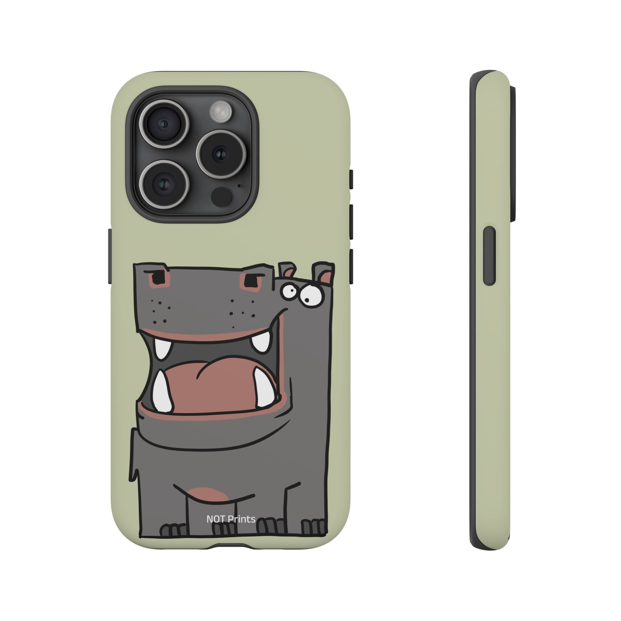 Hippo Cartoon Phone Case — Cute Happy Hippo Protective iPhone Cover