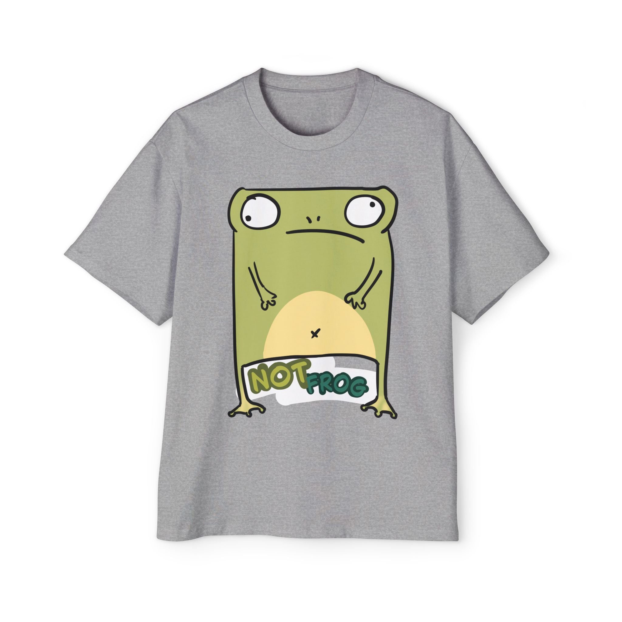 Funny 'Not Frog' Graphic Tee — Cute Cartoon Amphibian Oversized Shirt