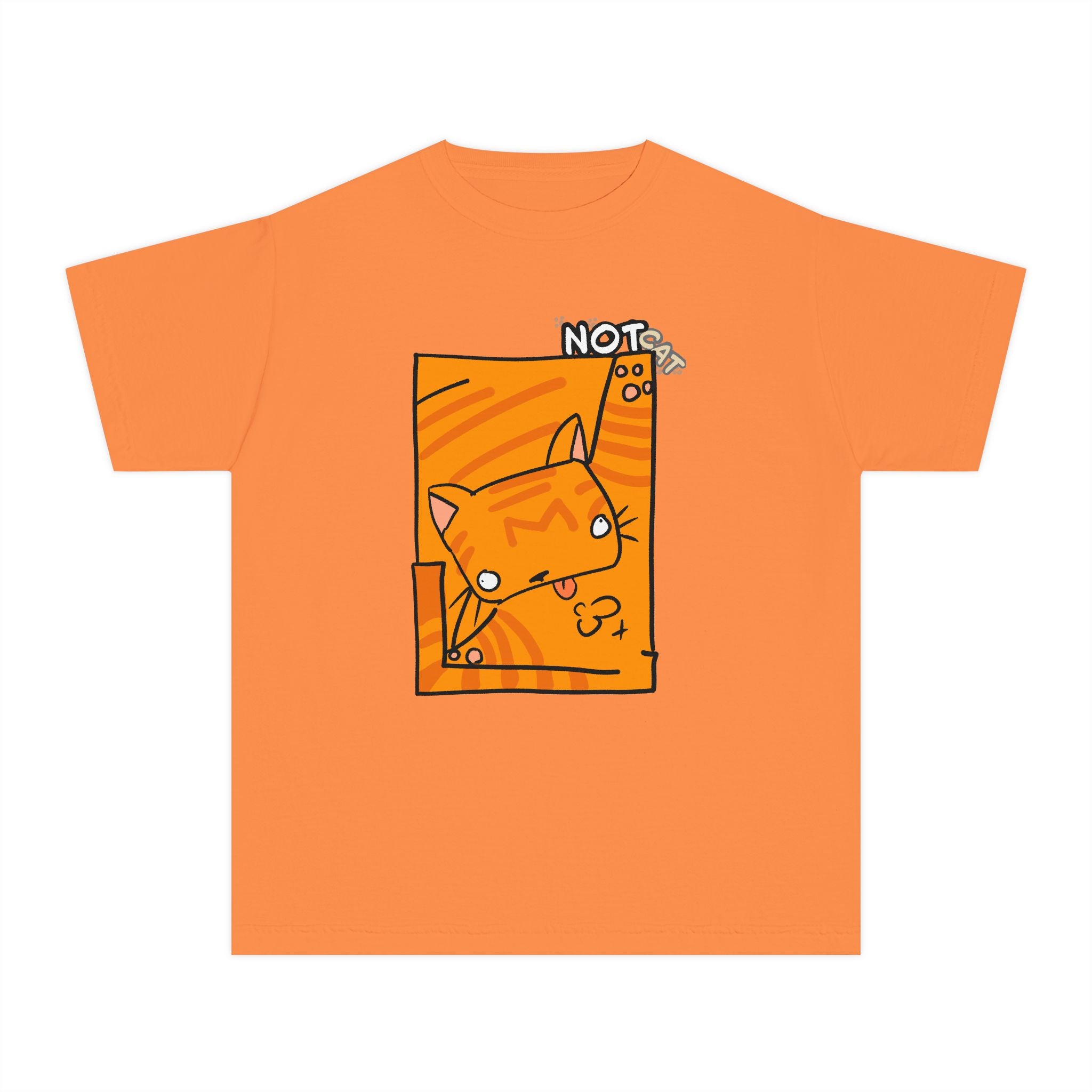 Orange Cat Youth Tee – Cute Cartoon Cat Graphic Shirt for Kids | Funny Not Cat Animal Cotton T-Shirt